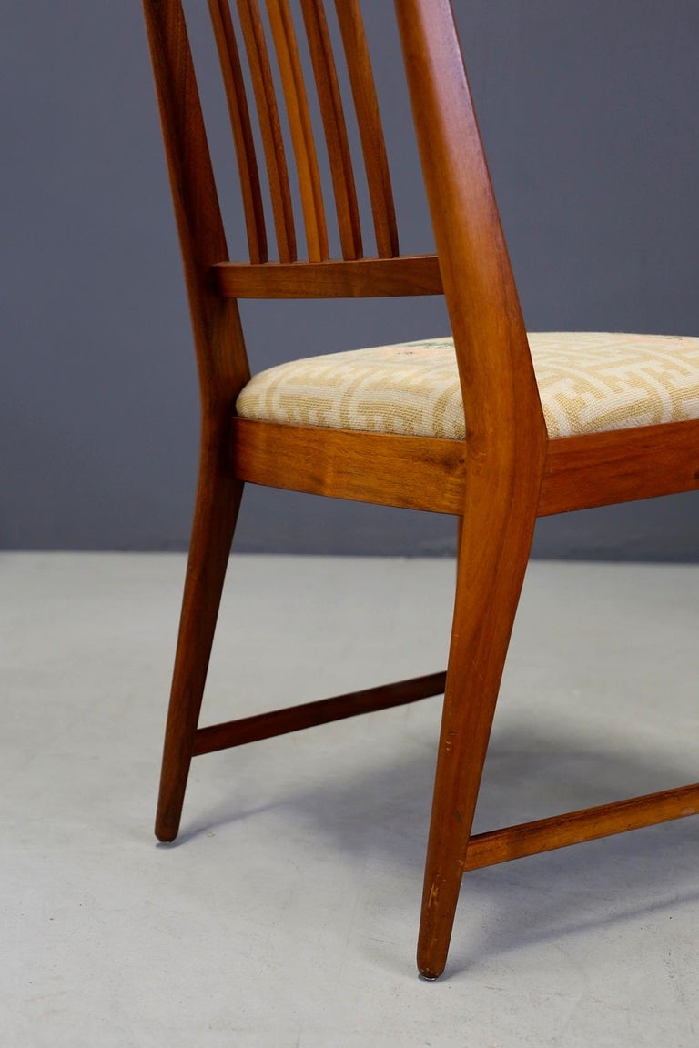 Set of Six Midcentury Chairs American Design Brown in Original Fabric