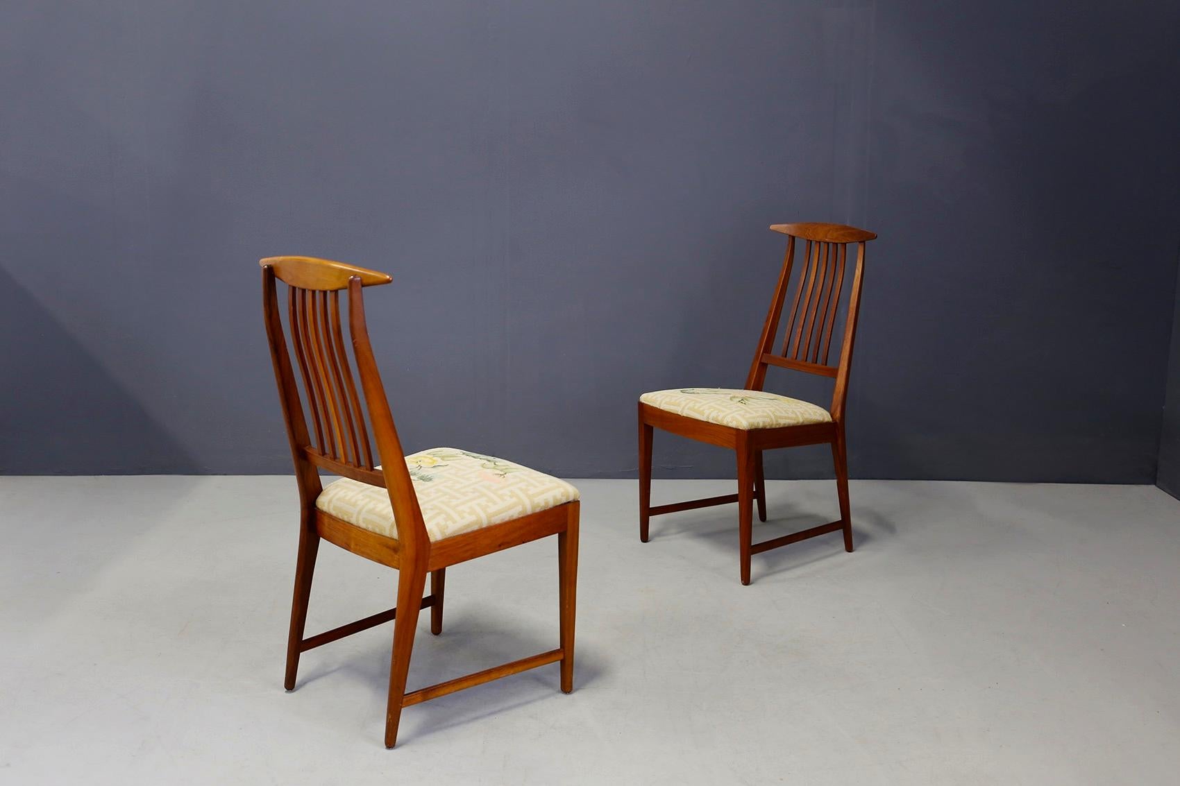 Set of Six Midcentury Chairs American Design Brown in Original Fabric, 1950s In Good Condition For Sale In Milano, IT