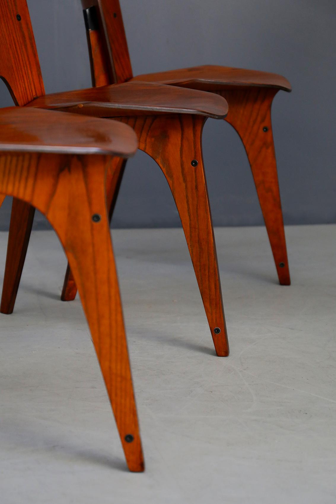 Teak Set of Six Midcentury Chairs by Eugenio Gerli for Tecno, Published, 1958