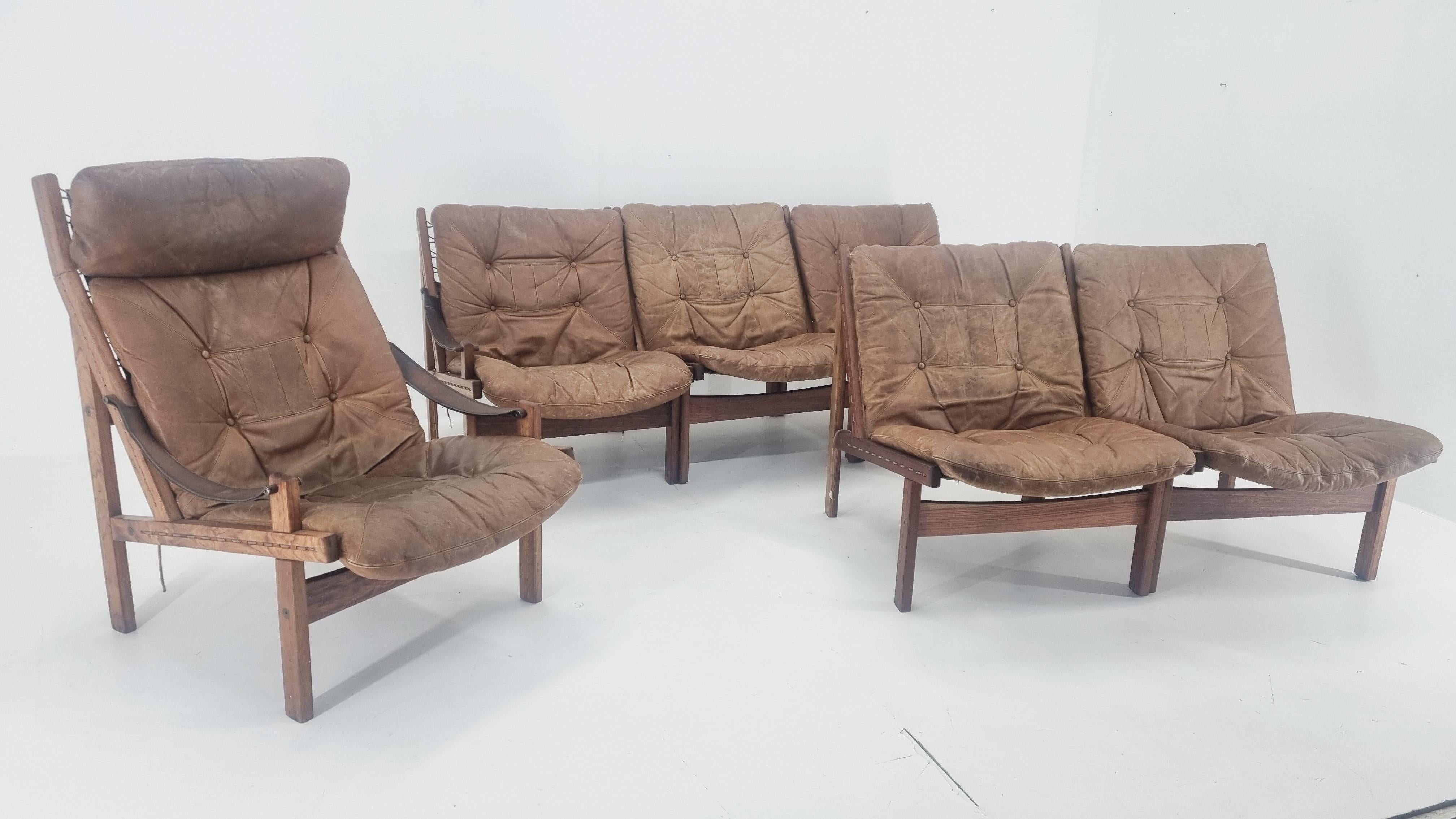 Set of Five Midcentury Chairs Hunter by Torbjørn Afdal for Bruksbo Norway, 1960s For Sale 3