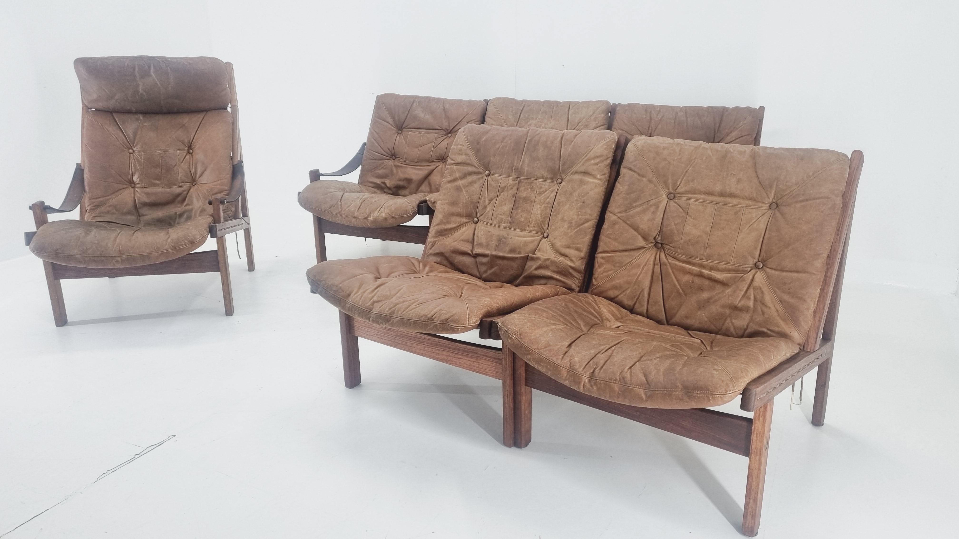 Set of Five Midcentury Chairs Hunter by Torbjørn Afdal for Bruksbo Norway, 1960s For Sale 4