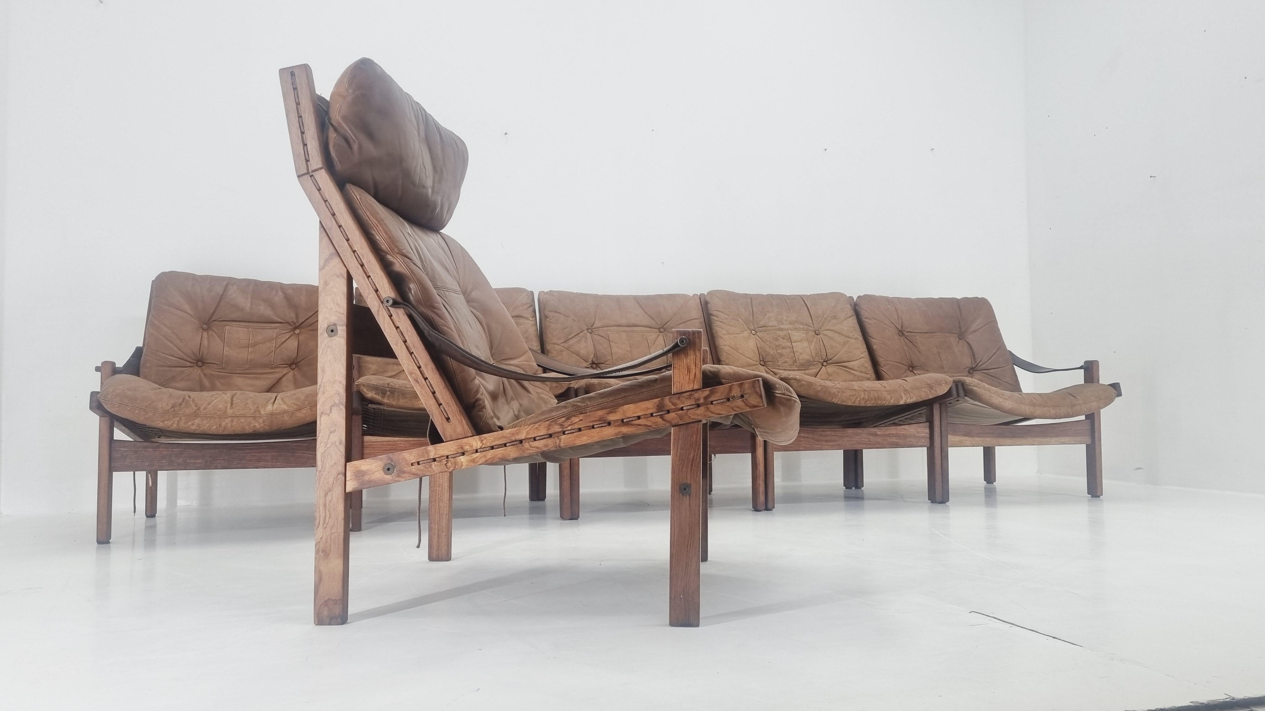 Norvégien Ensemble de cinq chaises du milieu du siècle Chasseur par Torbjørn Afdal pour Bruksbo Norvège, 1960s en vente