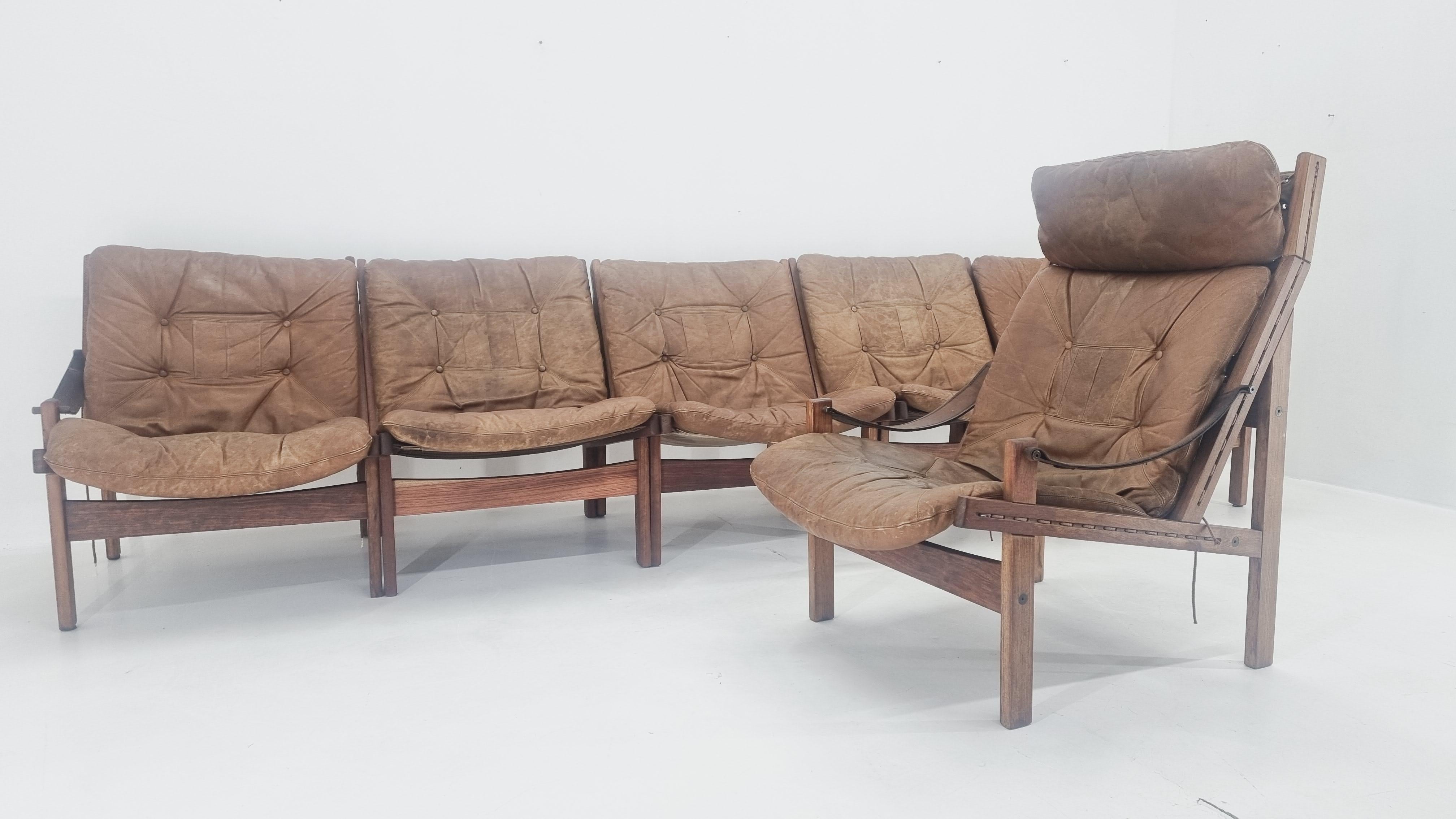 Set of Five Midcentury Chairs Hunter by Torbjørn Afdal for Bruksbo Norway, 1960s For Sale 1