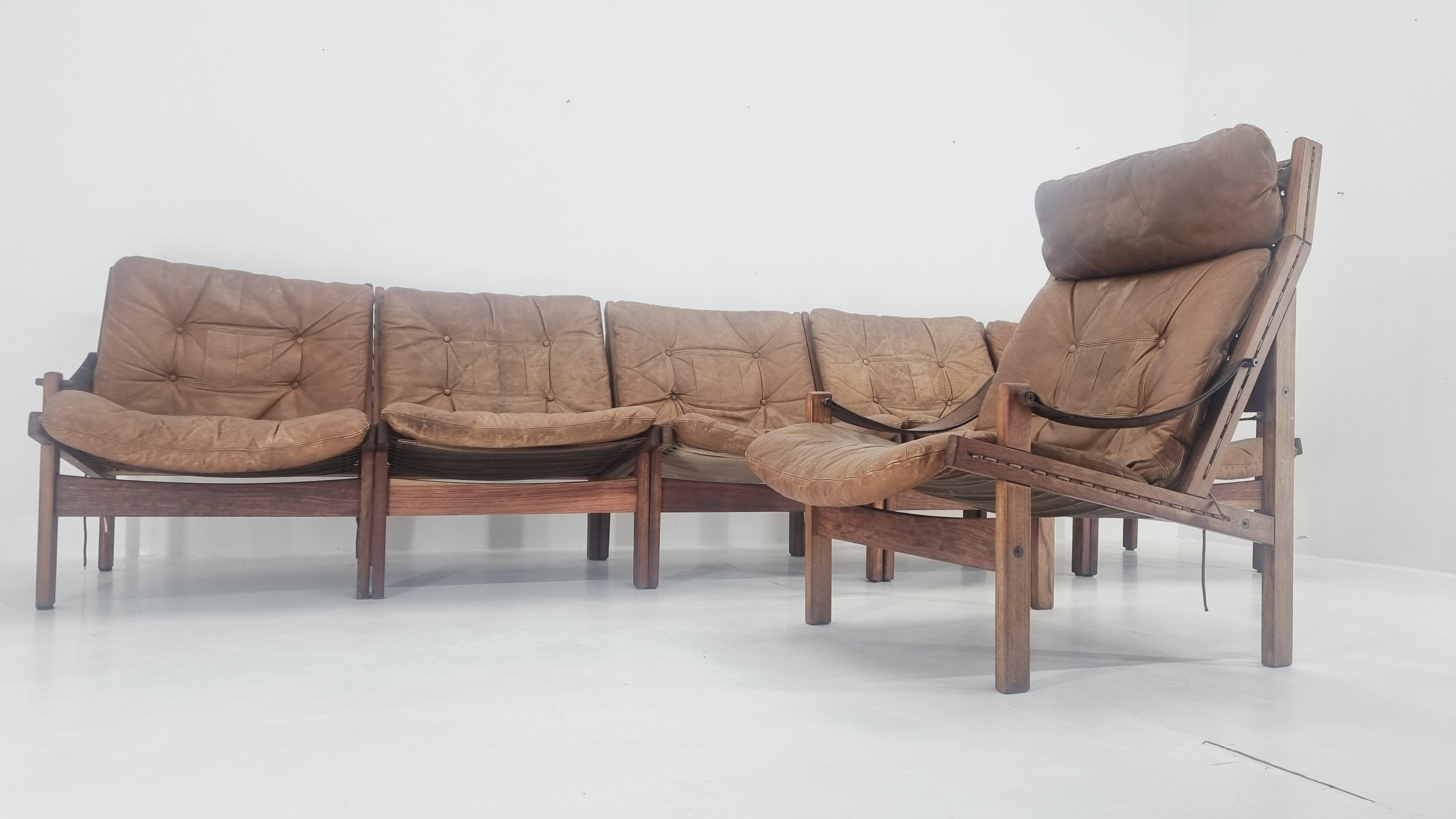 Set of Five Midcentury Chairs Hunter by Torbjørn Afdal for Bruksbo Norway, 1960s For Sale 2