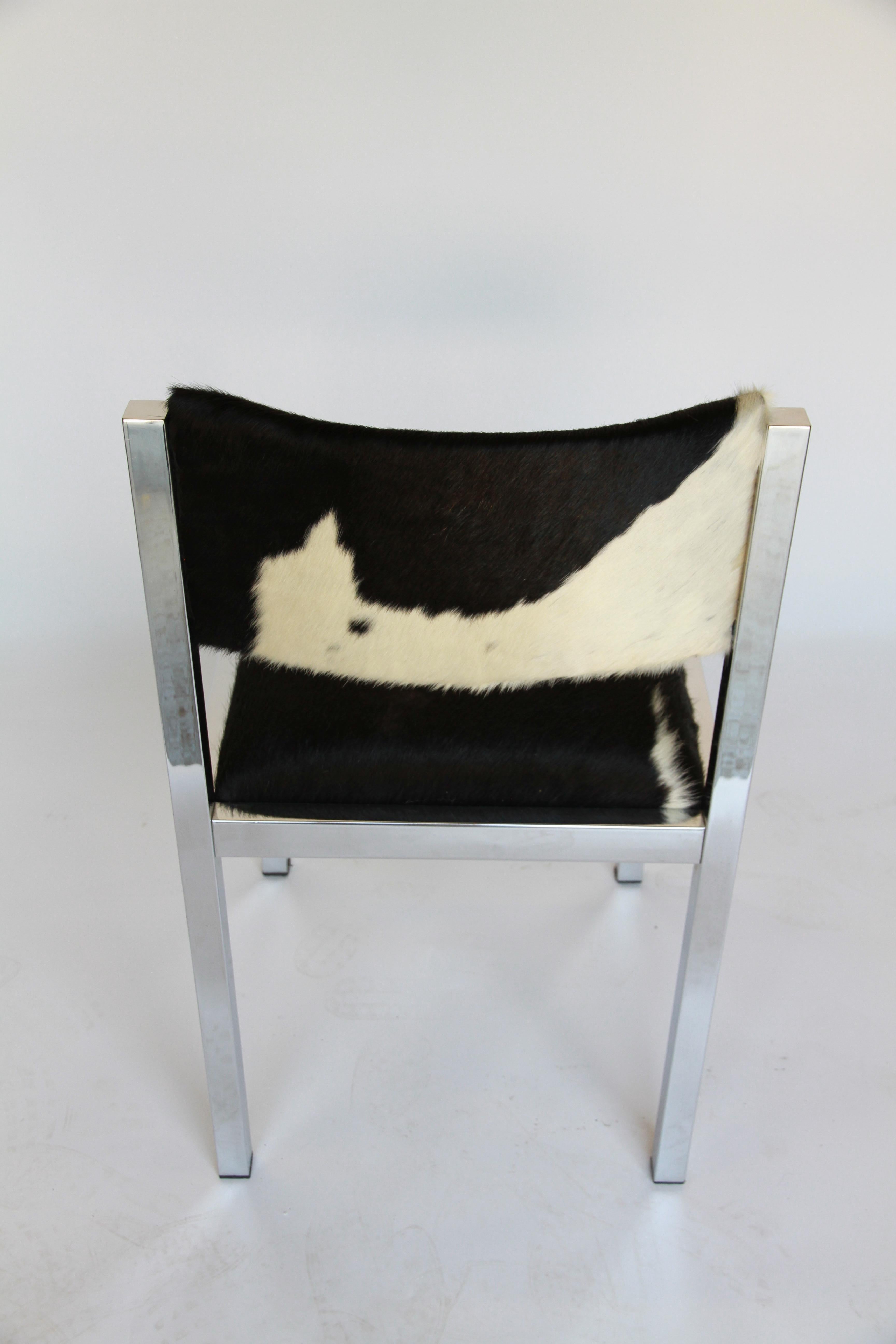 Mid-20th Century Set of Six Midcentury Chrome Chairs Newly Upholstered in Cowhide