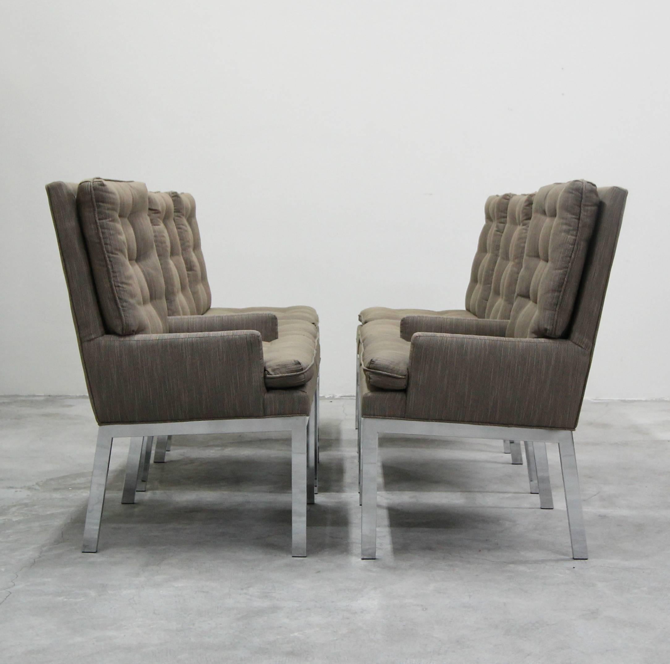 Set of Six Midcentury Chrome Dining Chairs by Milo Baughman In Excellent Condition In Las Vegas, NV