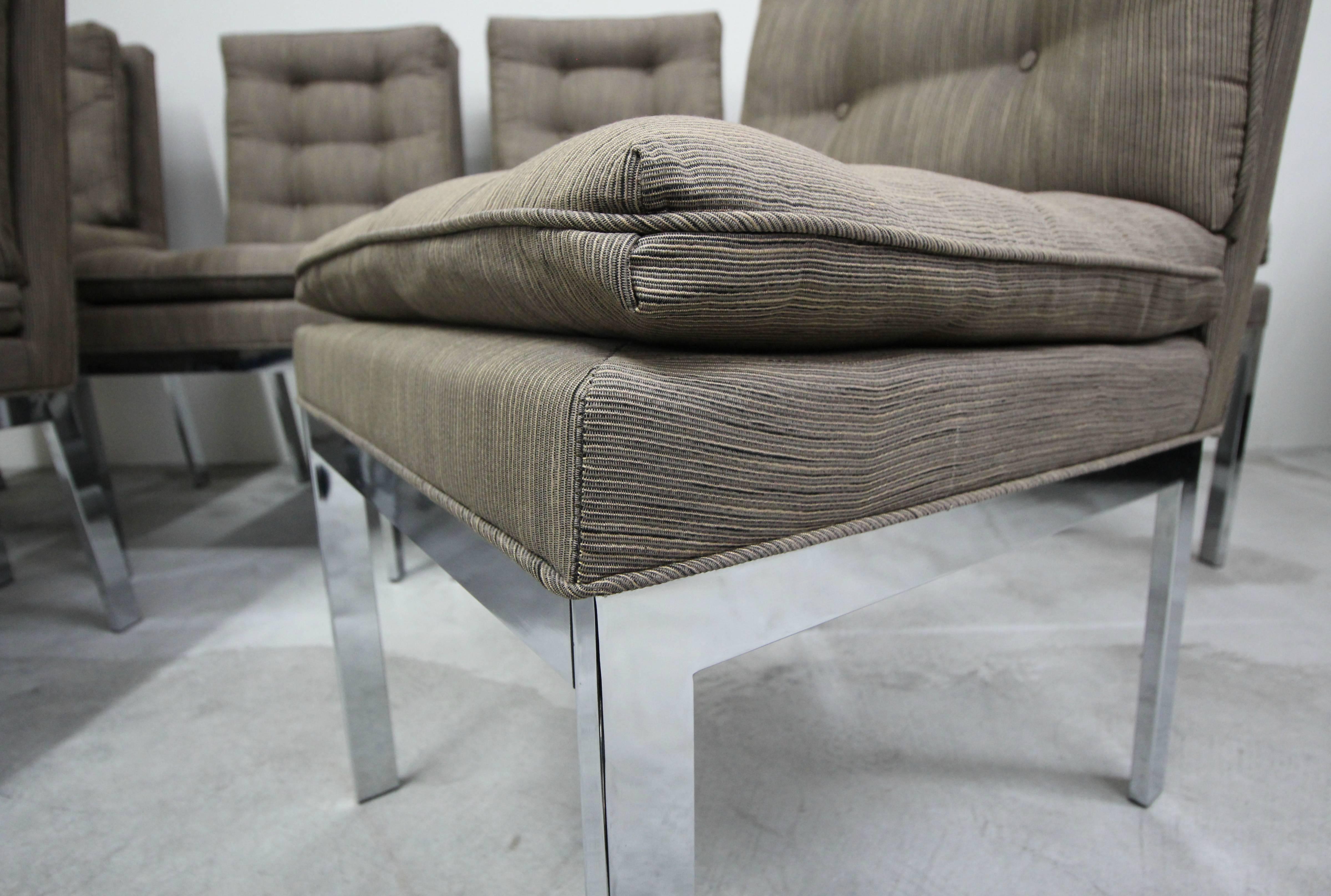 Set of Six Midcentury Chrome Dining Chairs by Milo Baughman 1