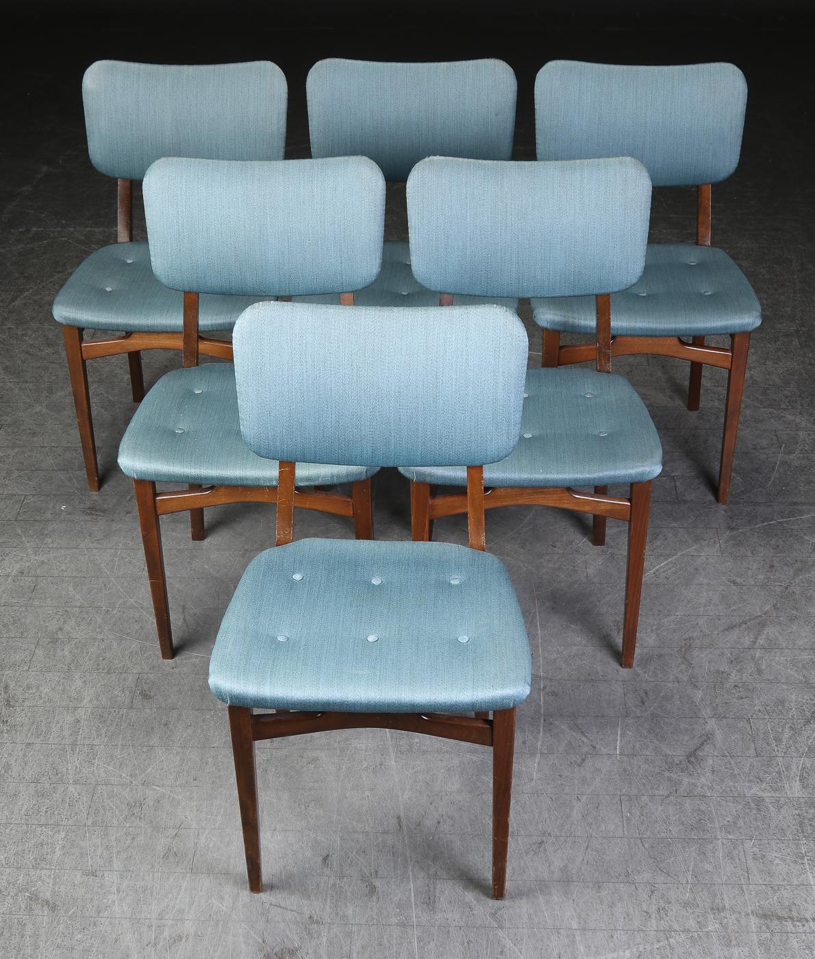Scandinavian Modern Set of Six Midcentury Danish Dining Chairs For Sale