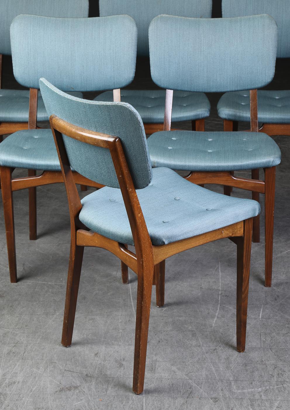 Danois Ensemble de six chaises de salle à manger danoises du milieu du siècle dernier en vente