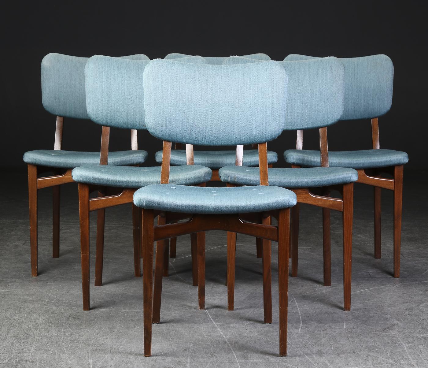 Ensemble de six chaises de salle à manger danoises du milieu du siècle dernier Bon état - En vente à Vienna, AT