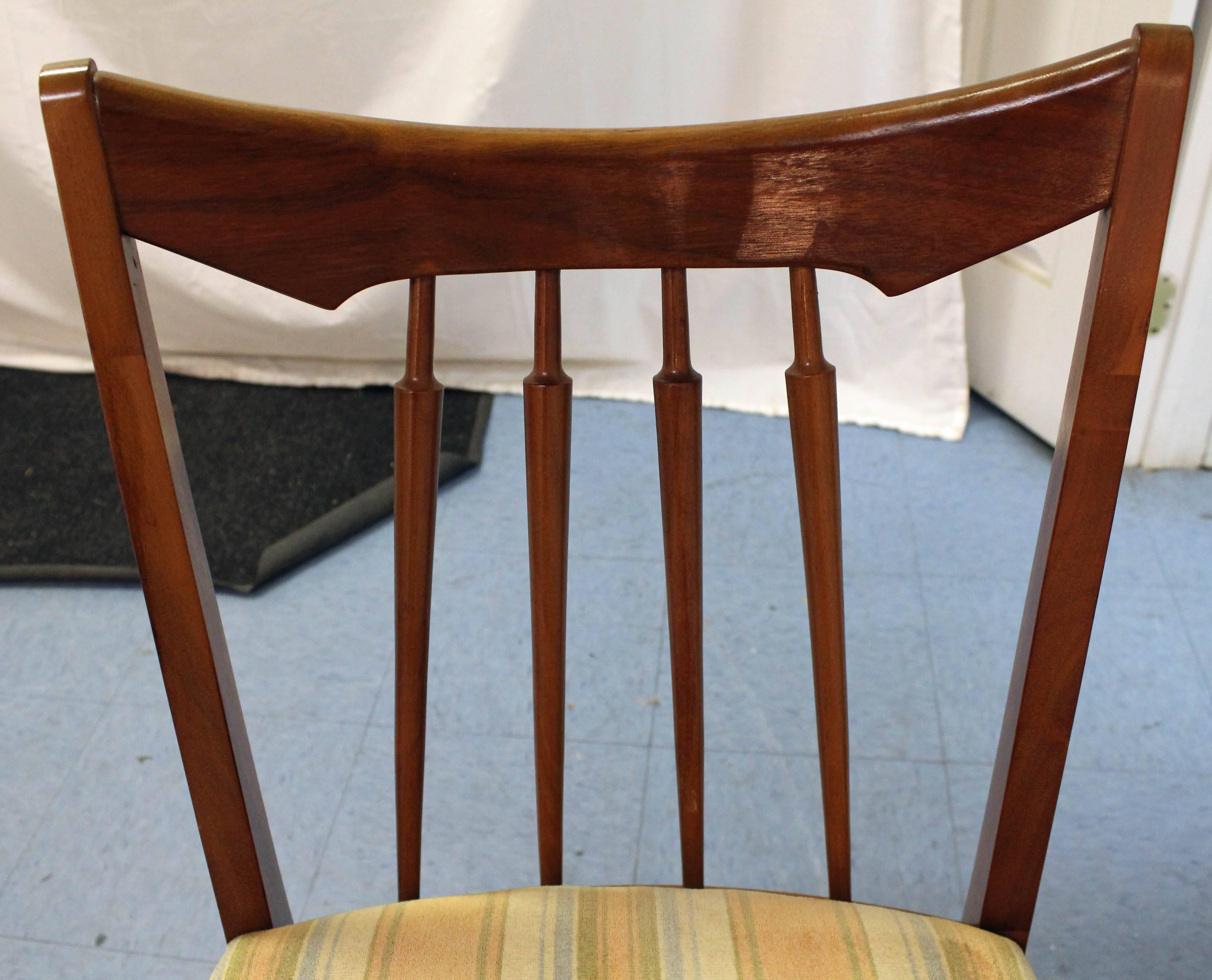 20th Century Set of Six Midcentury Danish Modern Spindle Back Walnut Dining Chairs