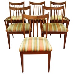Set of Six Midcentury Danish Modern Spindle Back Walnut Dining Chairs