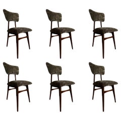 Set of Six Midcentury Dark Green Dining Chairs, Europe, 1960s