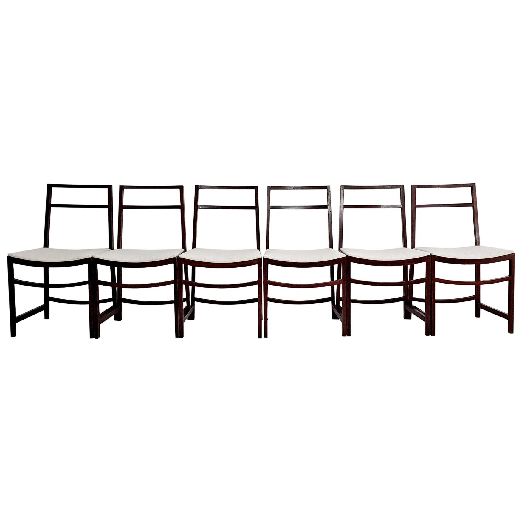 Set of Six Midcentury Dining Chairs by Renato Venturi for MIM Roma Italy