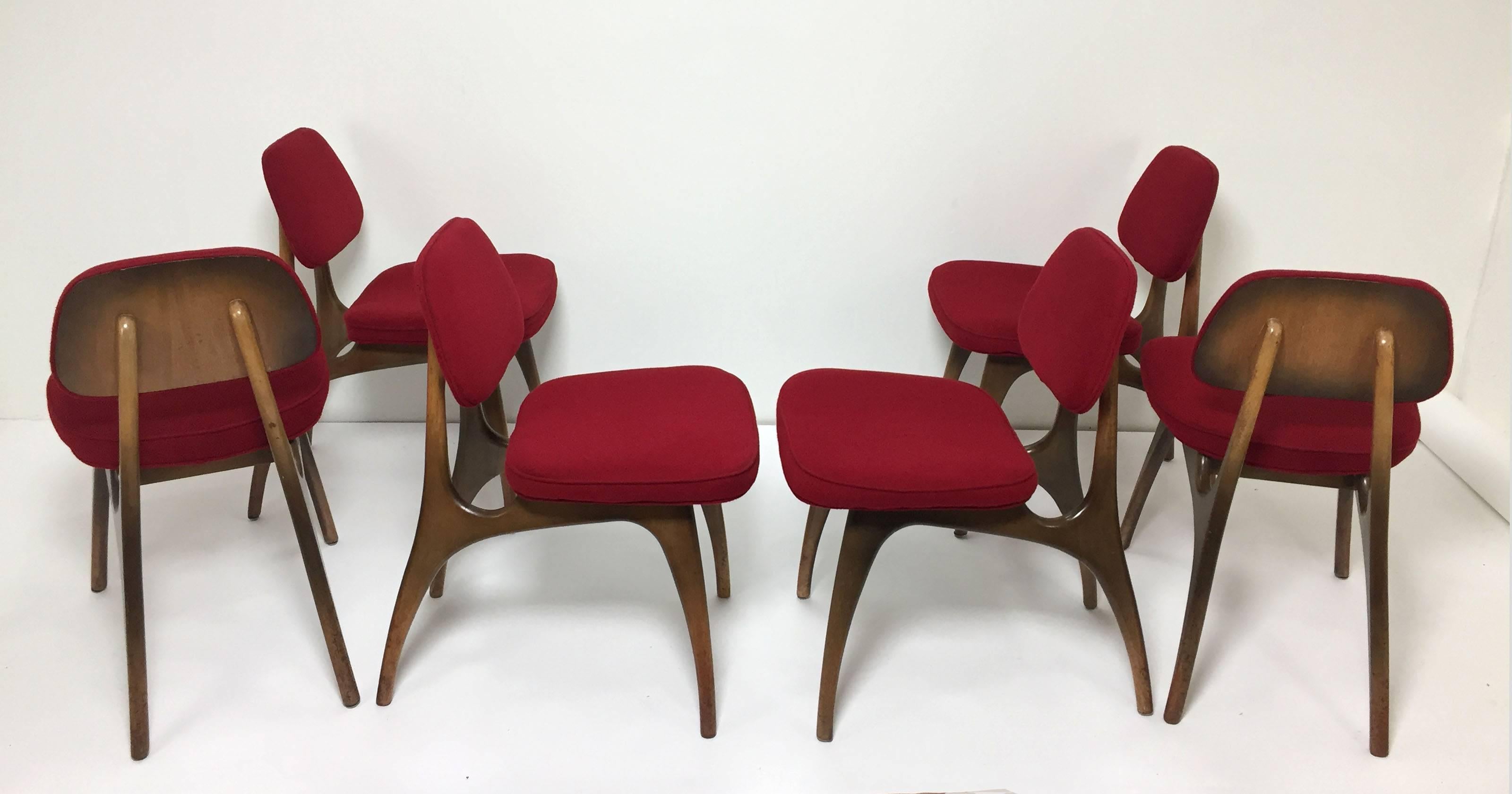 Set of Six Midcentury Dining Chairs In Good Condition In Peabody, MA