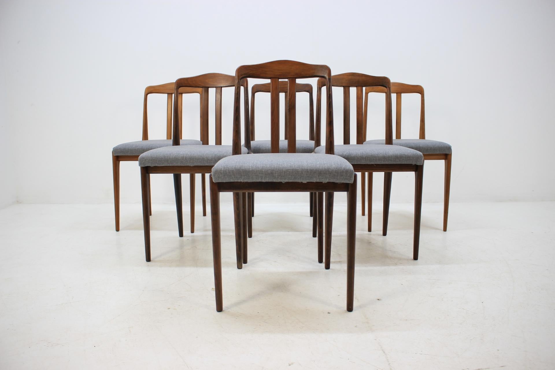 Fabric Set of Six Midcentury Dining Chairs in Style of Johannes Andersen, Denmark 1960s