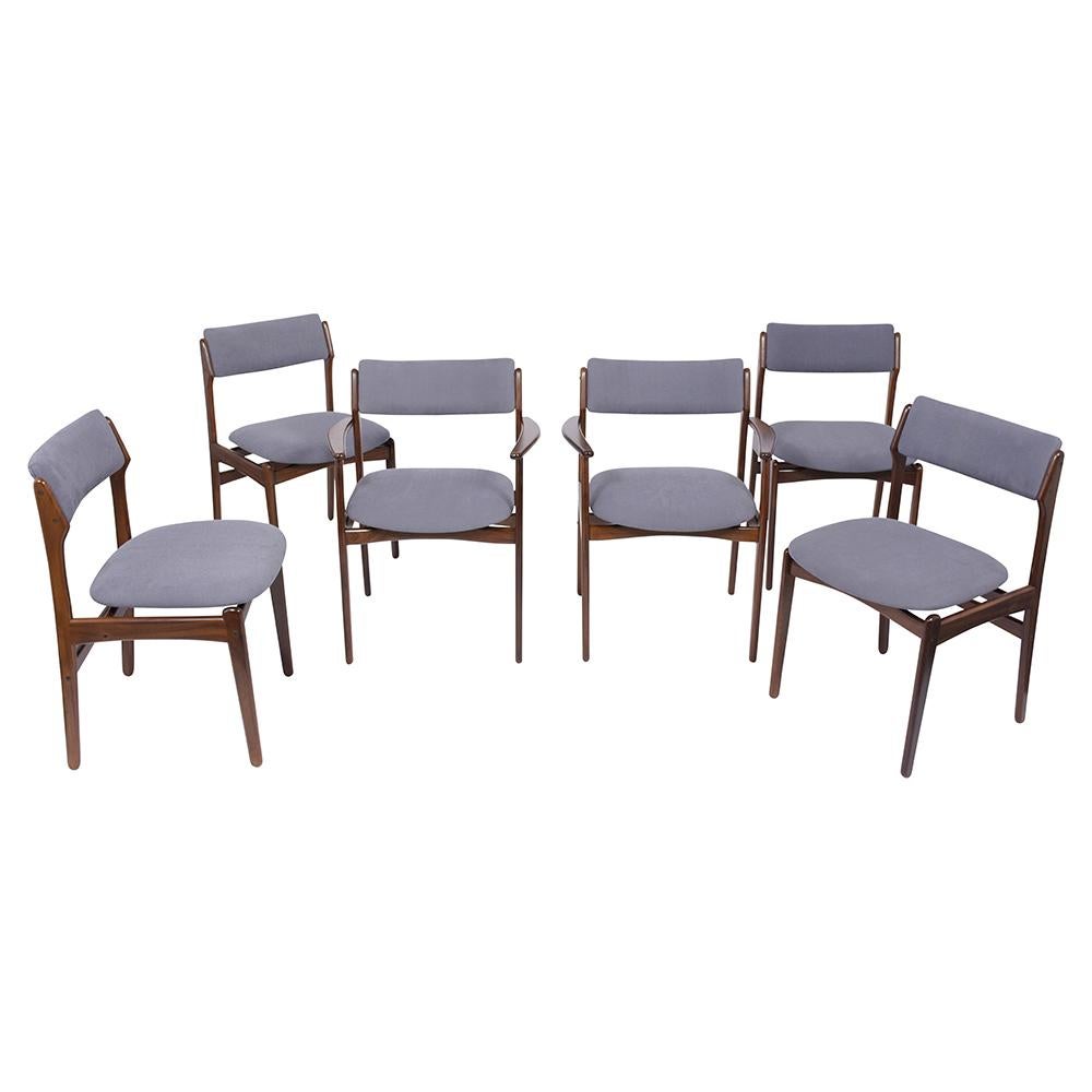 Mid-Century Modern Set of Six Danish Teak Dining Chairs