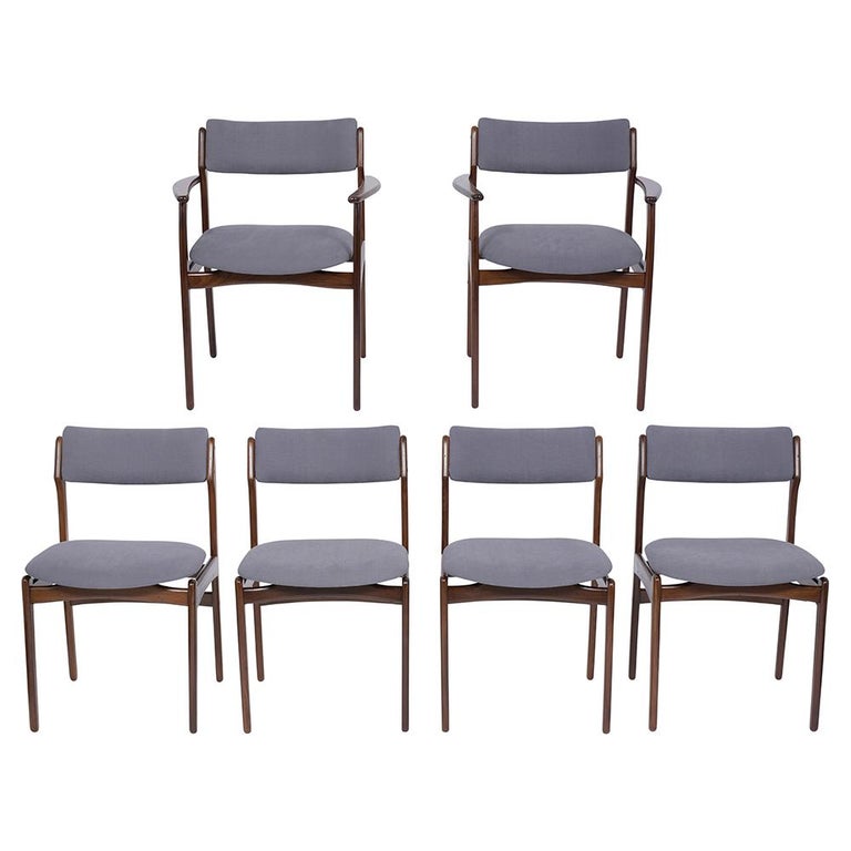 Upholstery Set of Six Danish Teak Dining Chairs For Sale