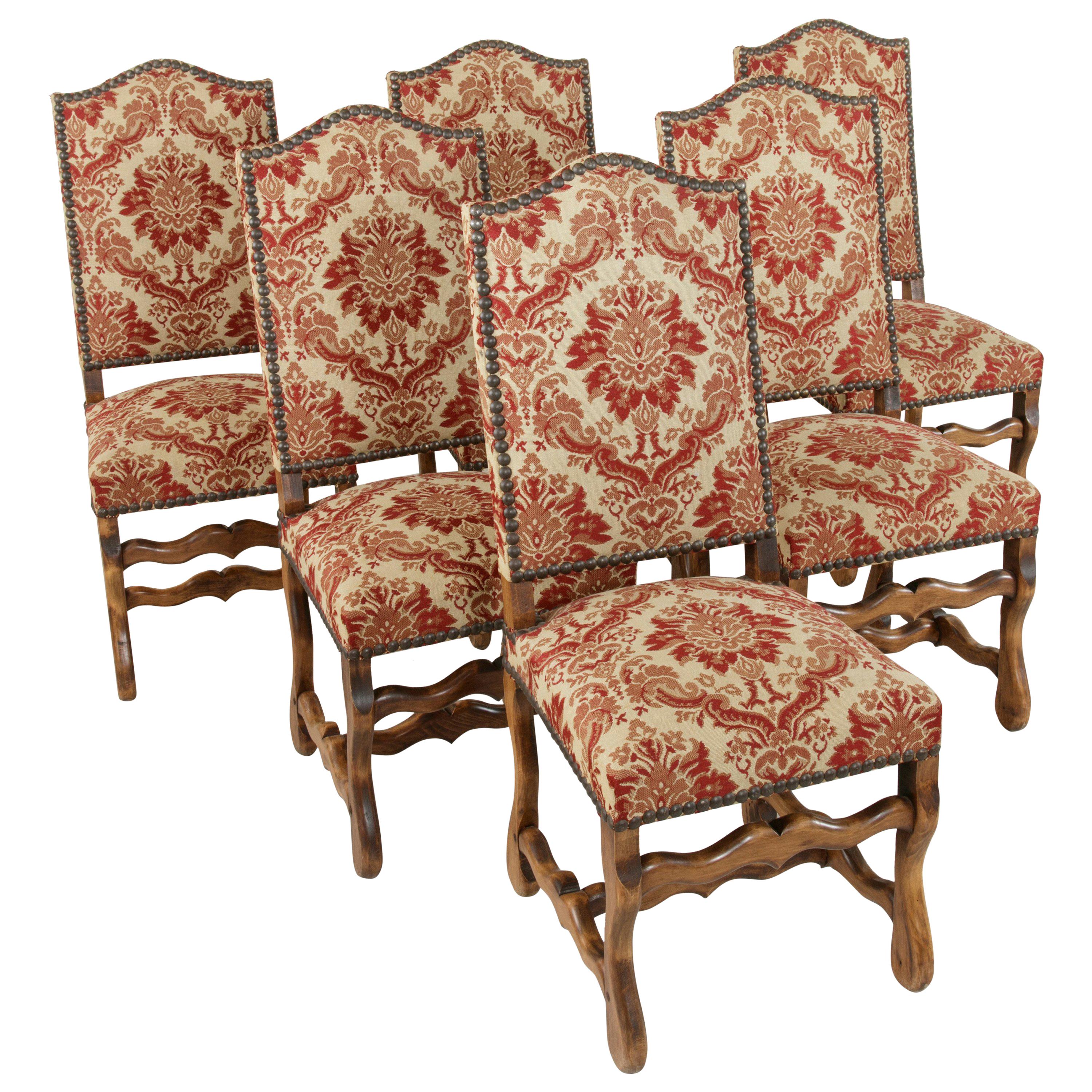Set of Six Midcentury French Hand Pegged Ash Mutton Leg Side Chairs