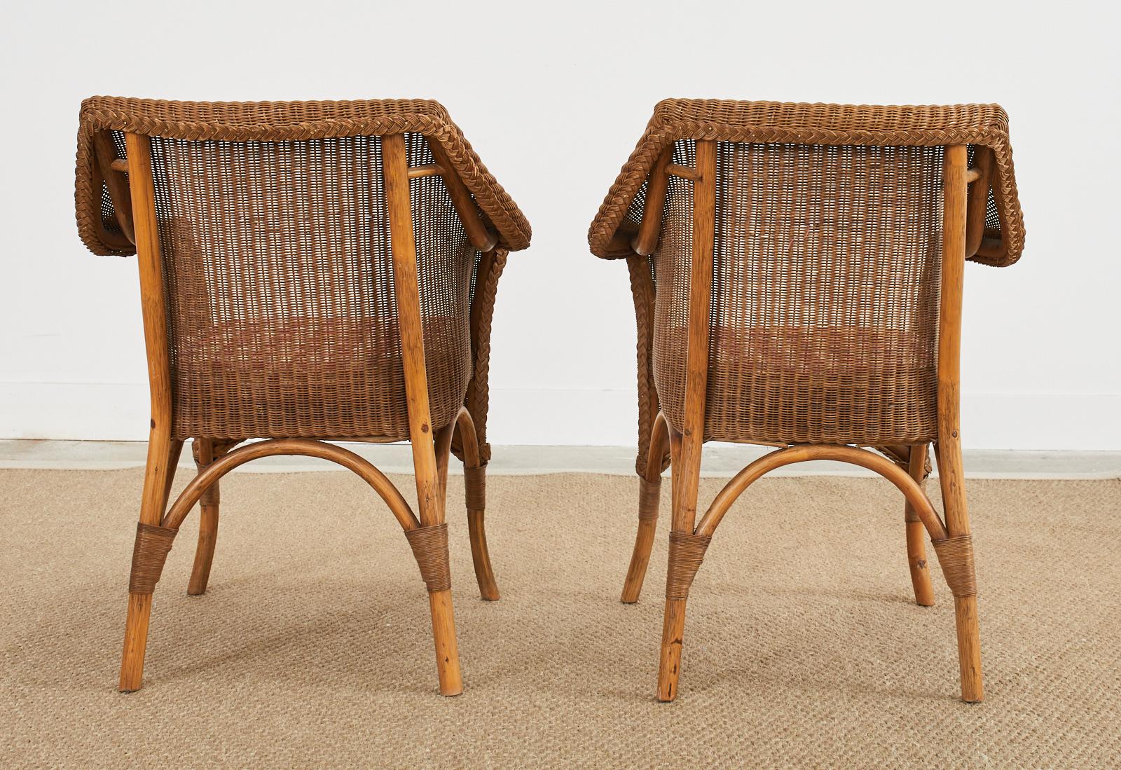 Set of Six Midcentury French Rattan Wicker Dining Armchairs 10