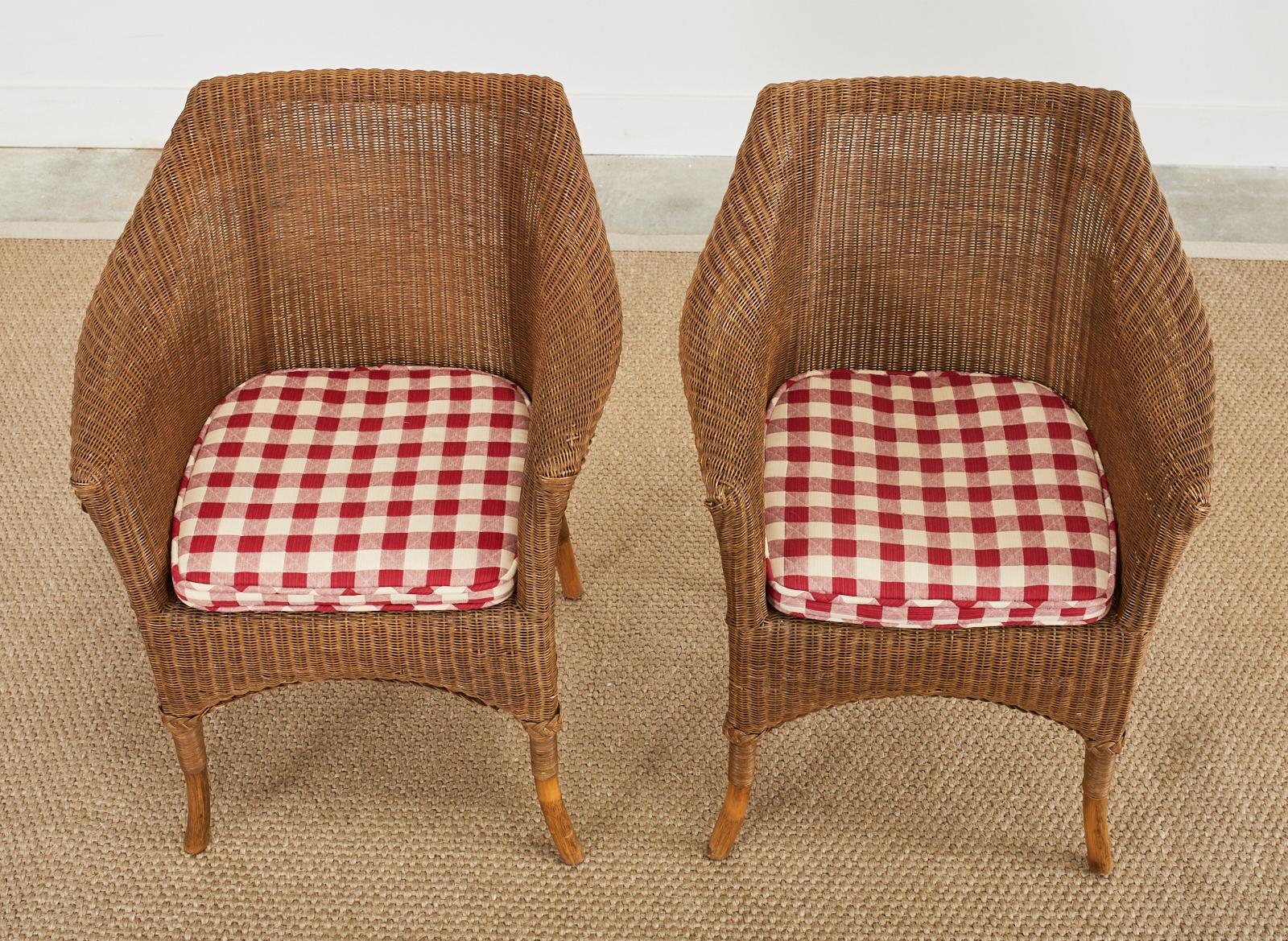 Set of Six Midcentury French Rattan Wicker Dining Armchairs 1