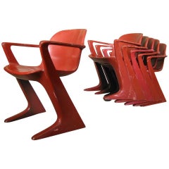 Set of Six Midcentury German Dining Chairs, Ernst Moeckel, 1968