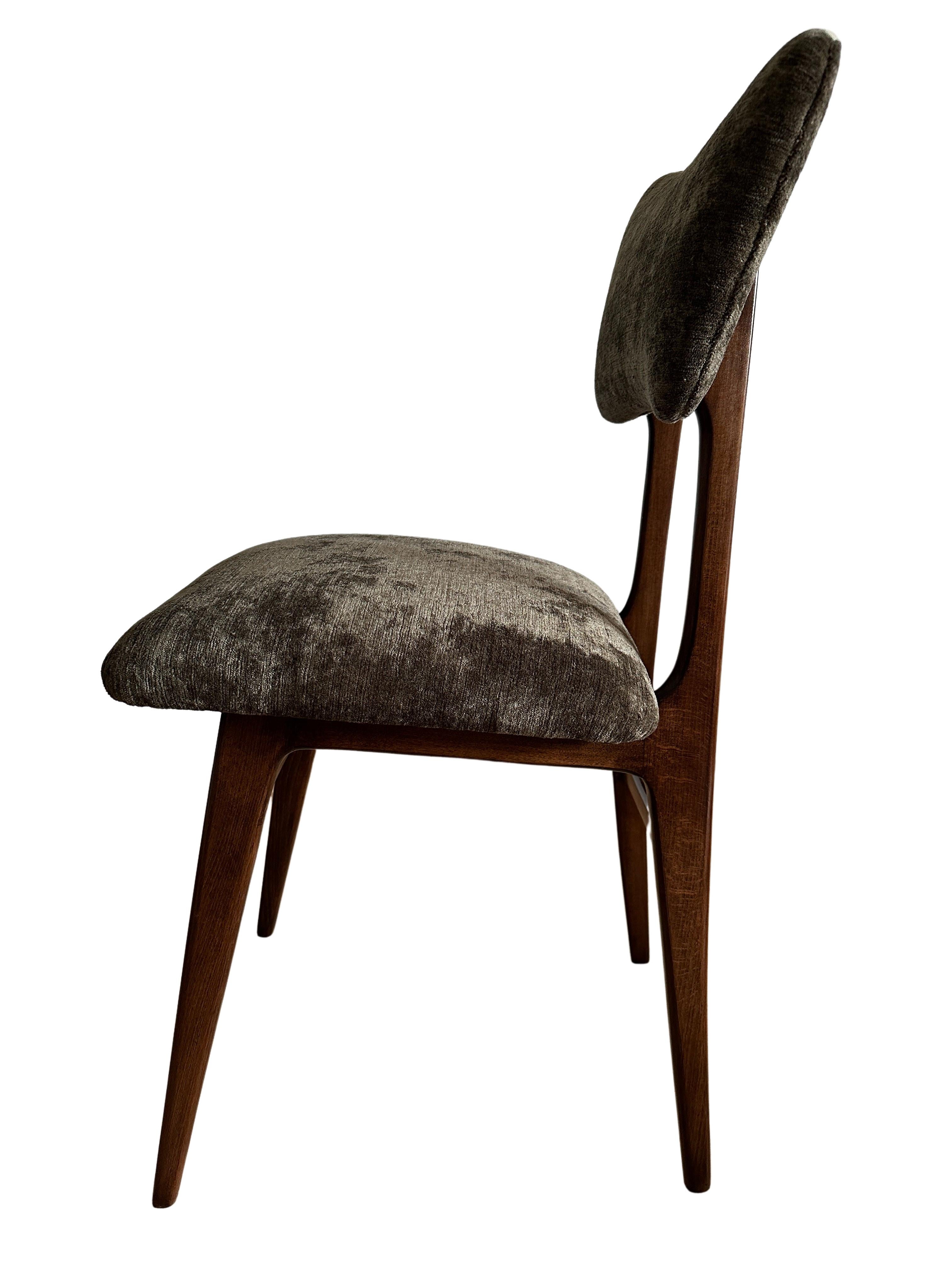Mid-Century Modern Set of Six Midcentury Butterfly Green Velvet Dining Chairs, Europe, 1960s For Sale
