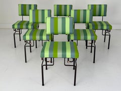 Set of Six Midcentury Iron Dining Chairs With Copper Ball Detail, Ritts Co