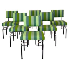 Set of Six Midcentury Iron Dining Chairs With Copper Ball Detail, Ritts Co