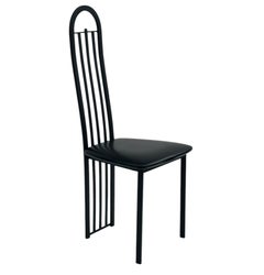 Set of Six Midcentury Italian Postmodern Black Lacquer Art Deco Dining Chairs