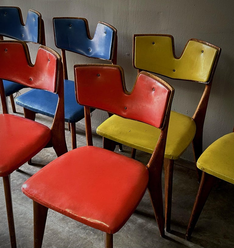 Set of Six Midcentury Italian Vinyl Chairs For Sale at 1stDibs