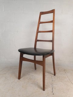 Set of Six Midcentury Ladder Back Dining Chairs, Niels Koefoed Style