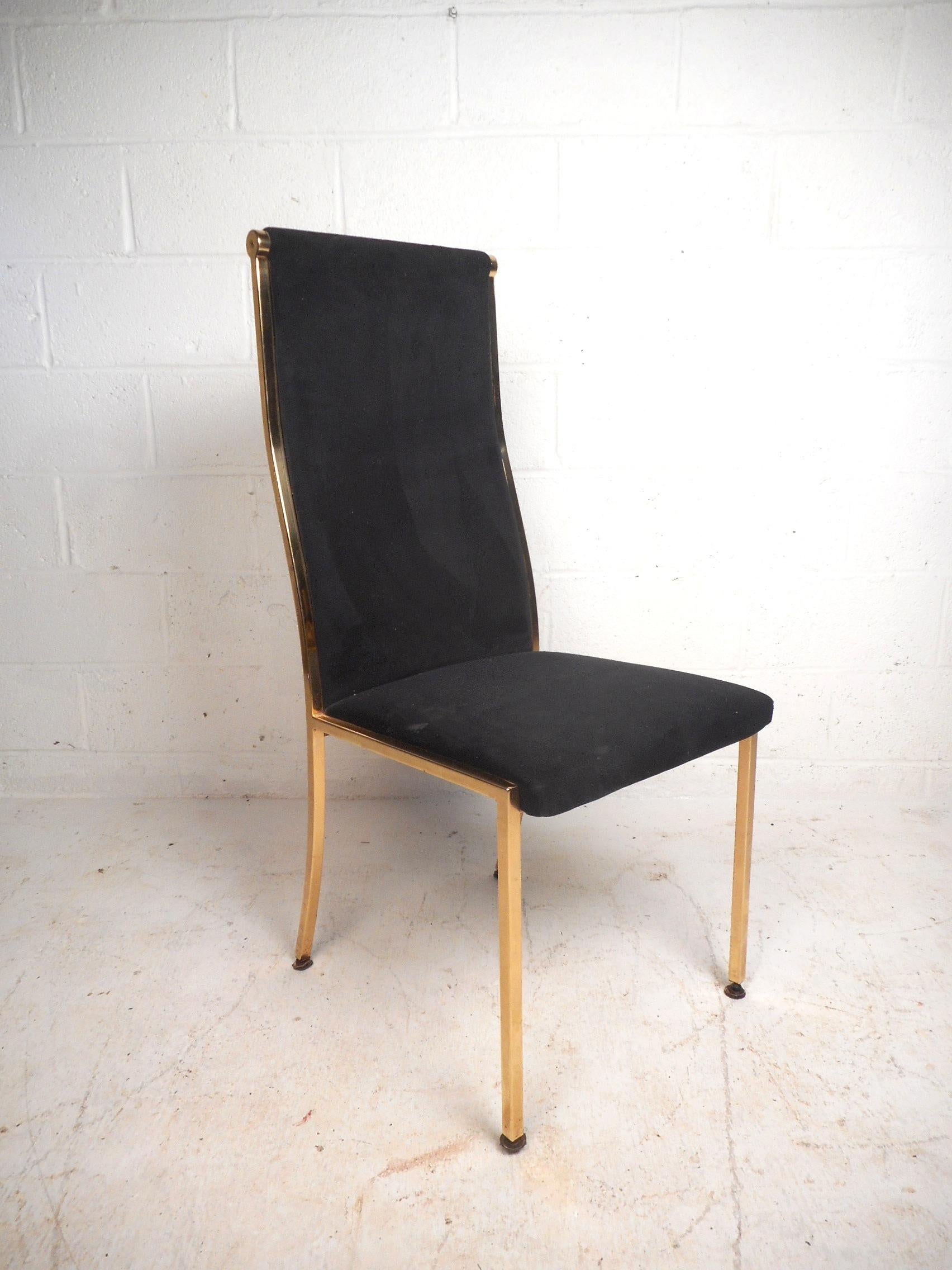 Set of Six Midcentury Mastercraft Style Brass Frame Dining Chairs In Good Condition In Brooklyn, NY