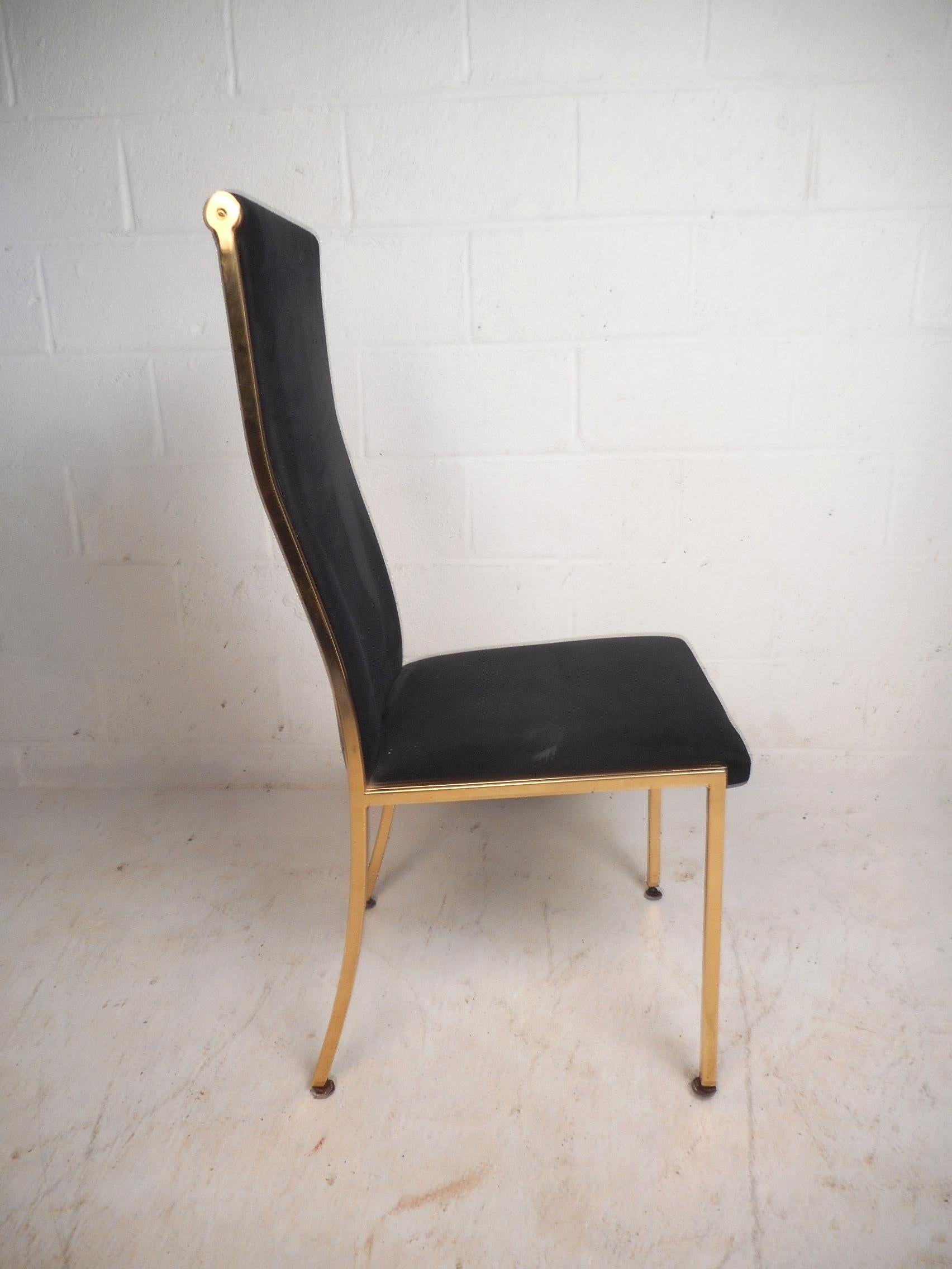 Mid-20th Century Set of Six Midcentury Mastercraft Style Brass Frame Dining Chairs