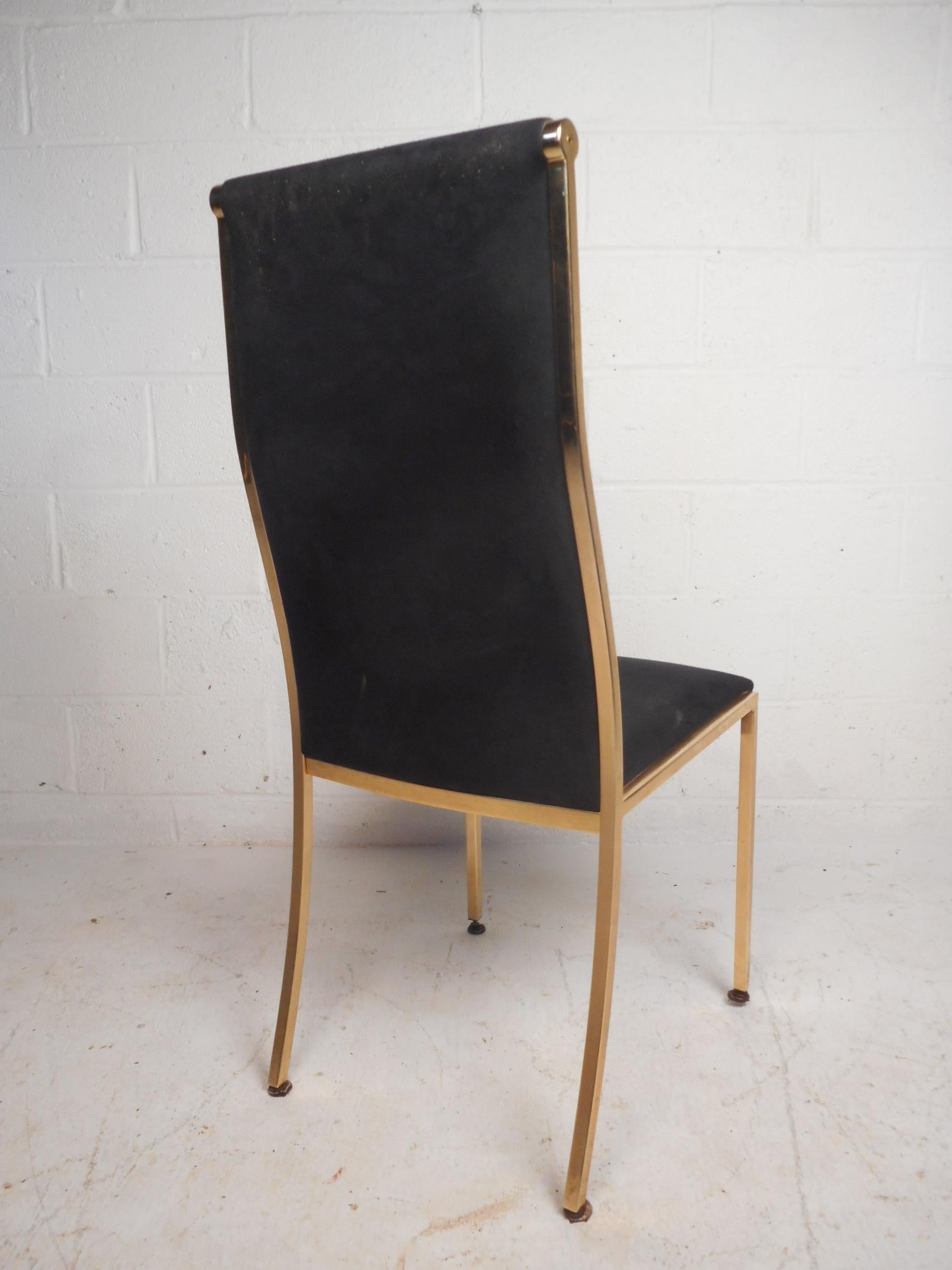 Set of Six Midcentury Mastercraft Style Brass Frame Dining Chairs 1