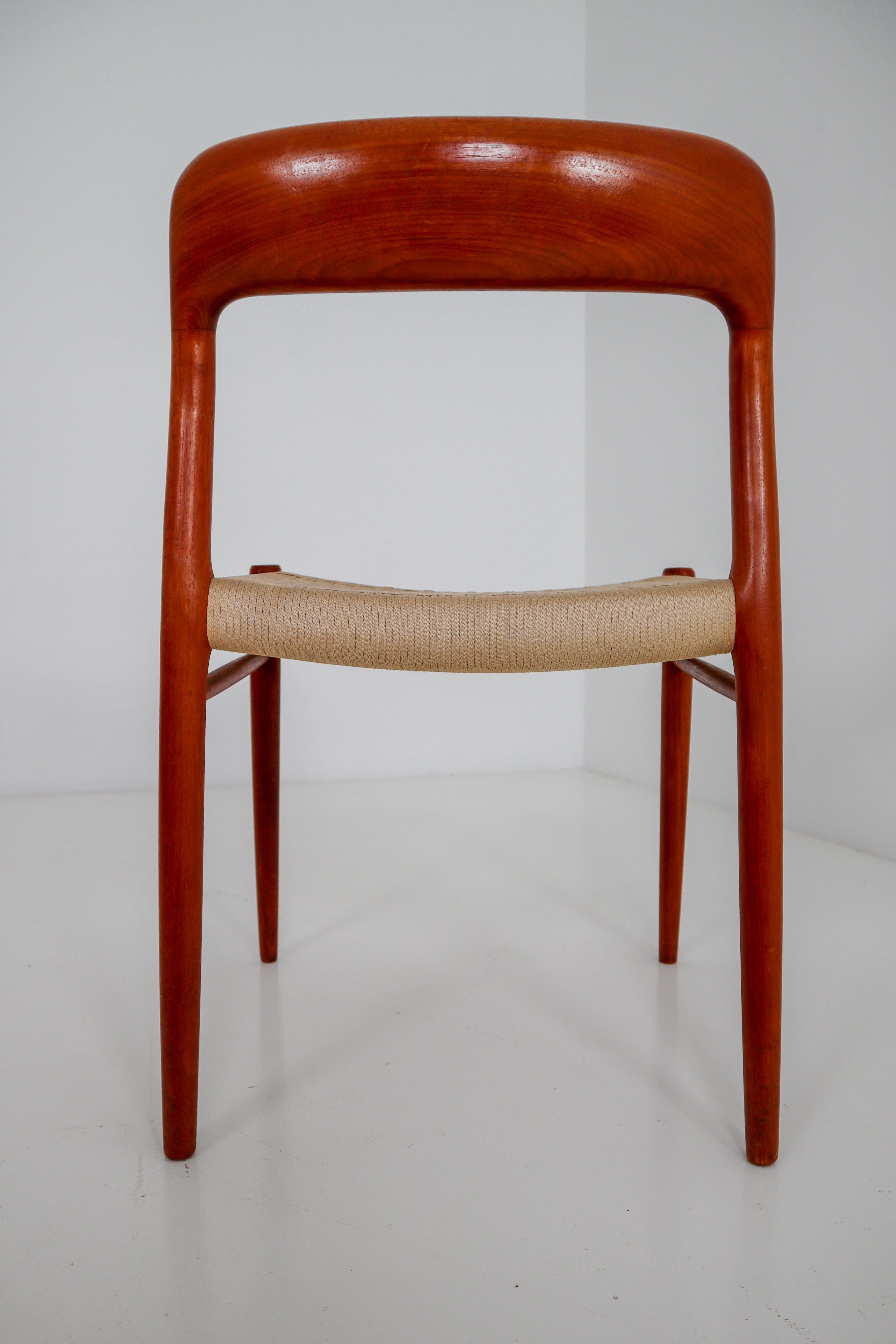 Set of Six Midcentury Model 75 Dining Chairs in Teak by Niels Ø. Møller 1