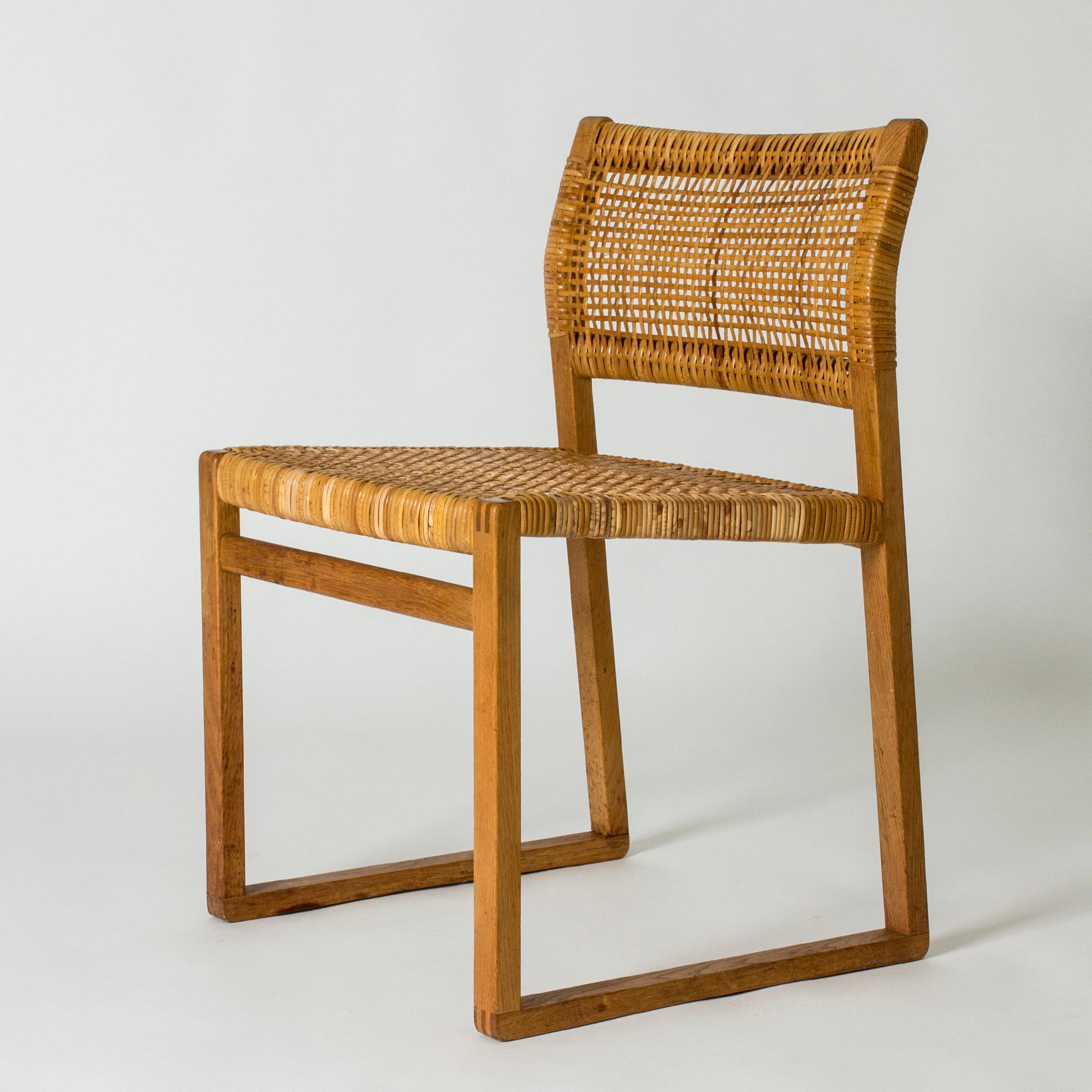 Set of six Midcentury Rattan Dining chairs by Børge Mogensen, Denmark, 1960s 2