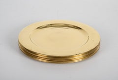 Sechser-Set runder italienischer Ablageteller aus Messing aus der Mitte des Jahrhunderts, 1970er Jahre