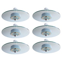 Sechser-Set Midcentury Semi Flush Mounts von Fratelli Martini . Italien, 1970er Jahre.