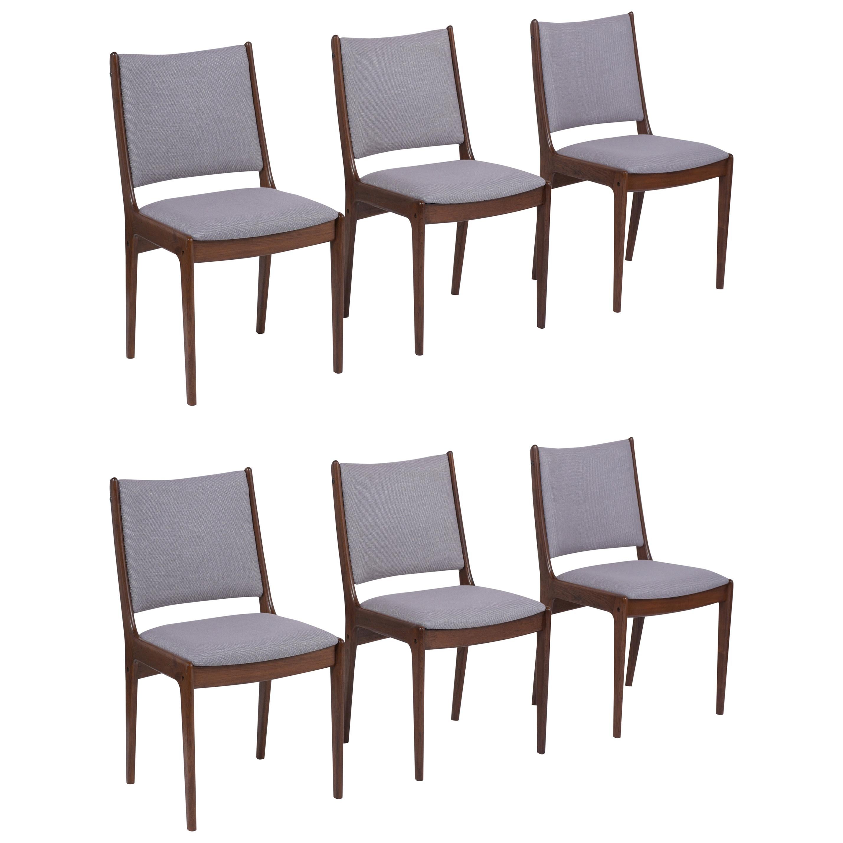 Set of Six Mid Century Modern Walnut Dining Chairs