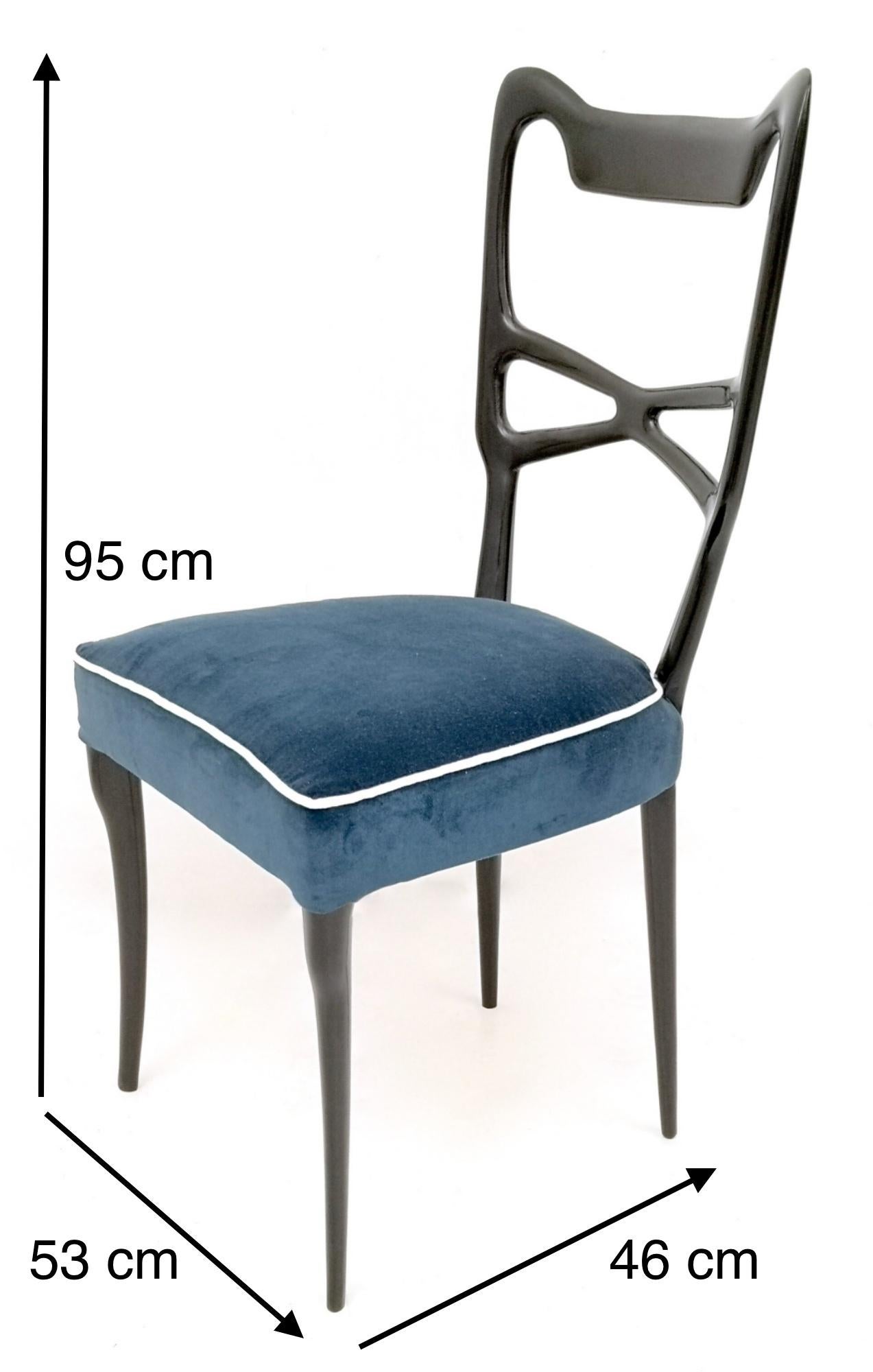 Vintage-Set aus sechs blauen Samt-Esszimmerstühlen im Stil von Ulrich, Italien im Angebot 6
