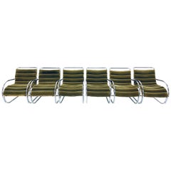 Set of Six Mies van der Rohe MVR Lounge Chairs with Arms by Gordon International
