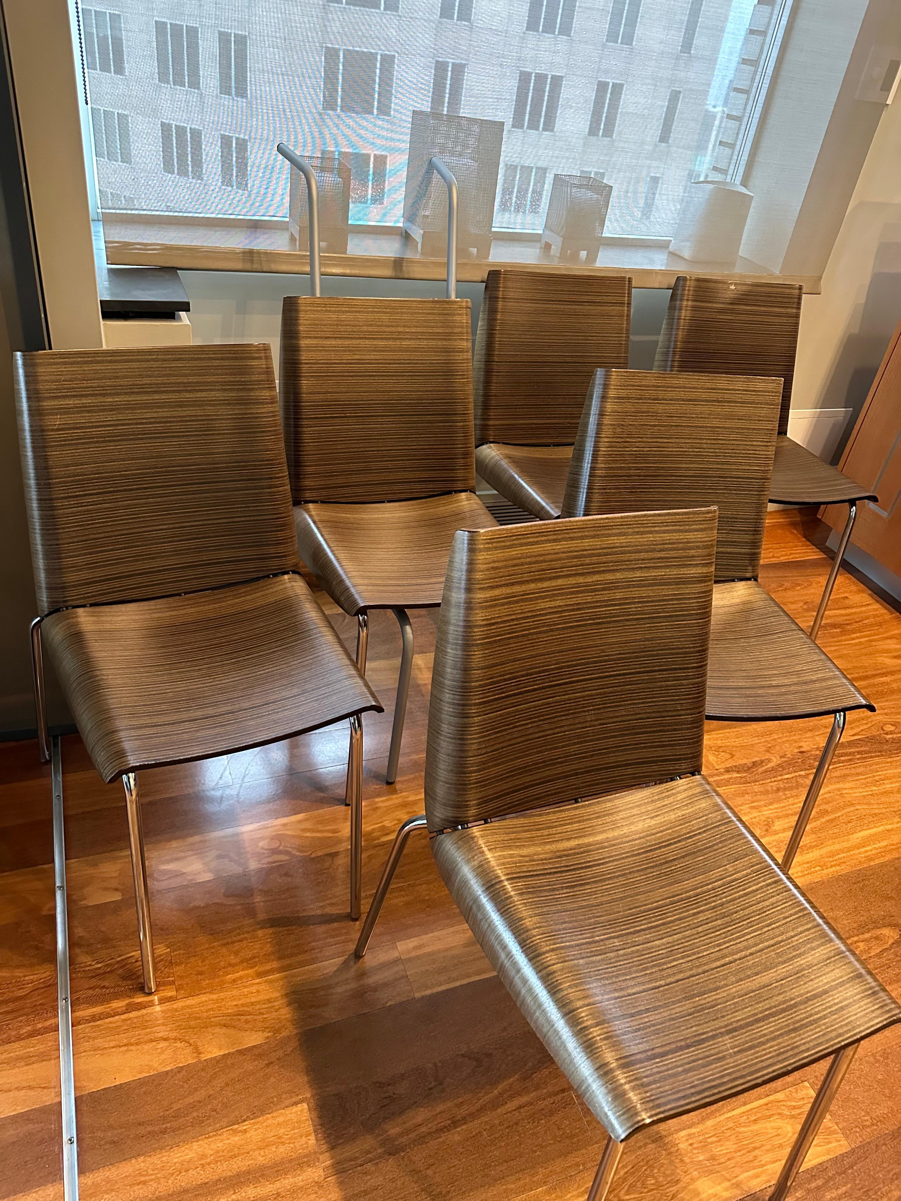 Italian Set of six  Millefoglie Chairs by Biagio Cisotti and Sandra Laube for Plank 