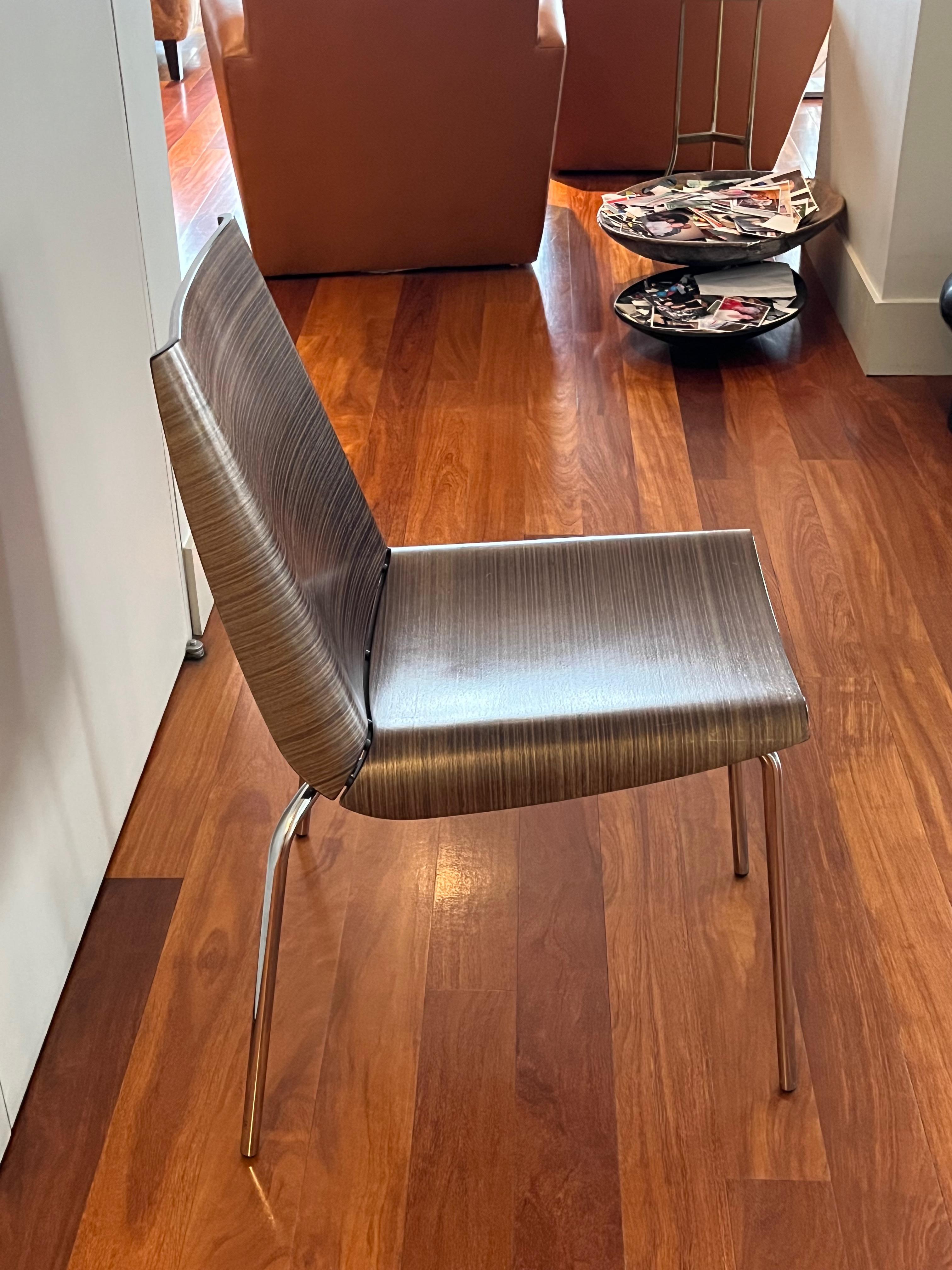 Chrome Set of six  Millefoglie Chairs by Biagio Cisotti and Sandra Laube for Plank 