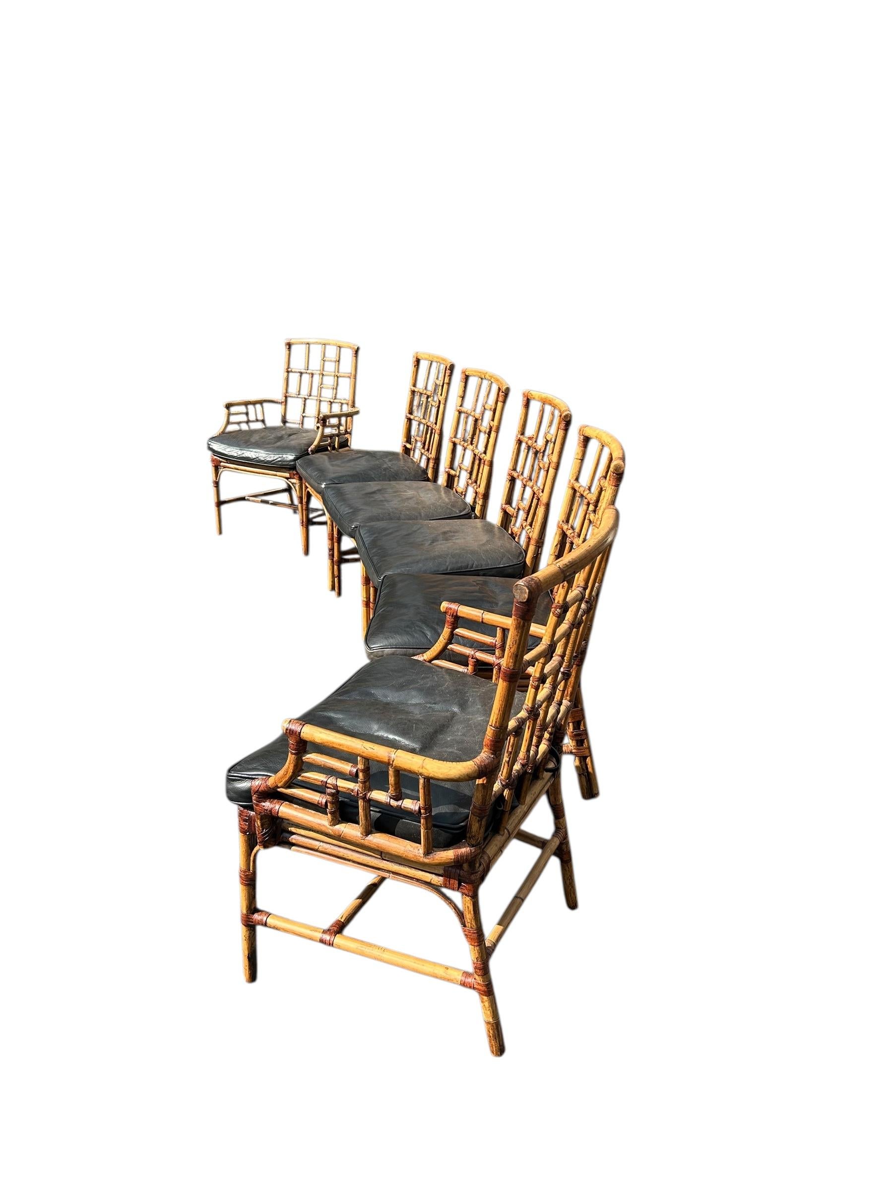 Sechser-Set Milling Road von Baker Furniture Rattan-Esszimmerstühle (Chinesisch) im Angebot