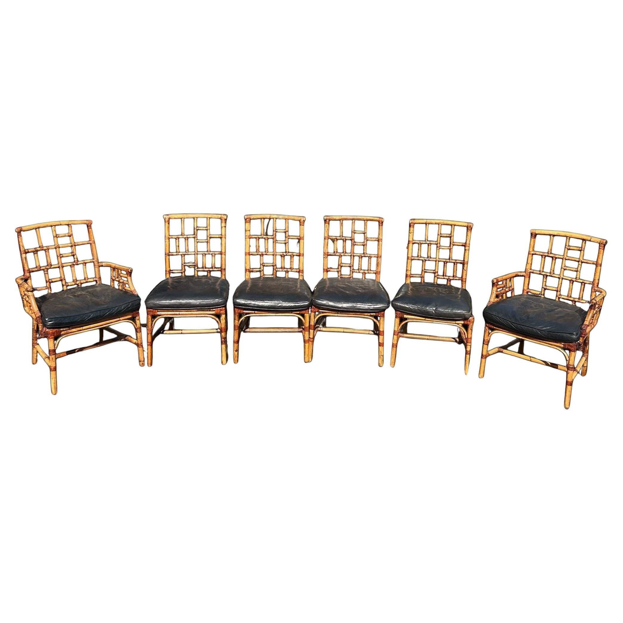 Sechser-Set Milling Road von Baker Furniture Rattan-Esszimmerstühle im Angebot