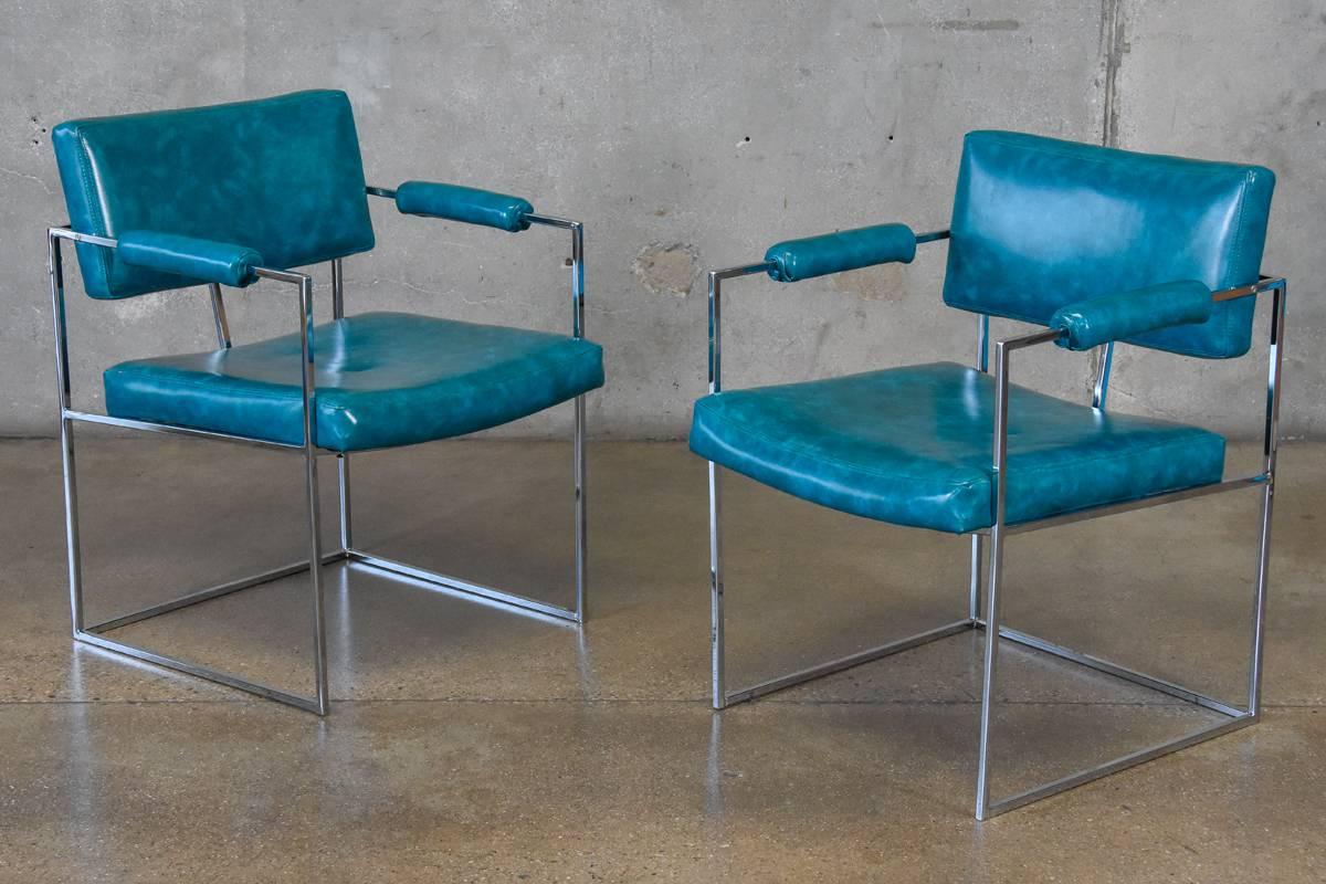 Set of Six Milo Baughman Chrome Dining Chairs In Good Condition In Long Beach, CA