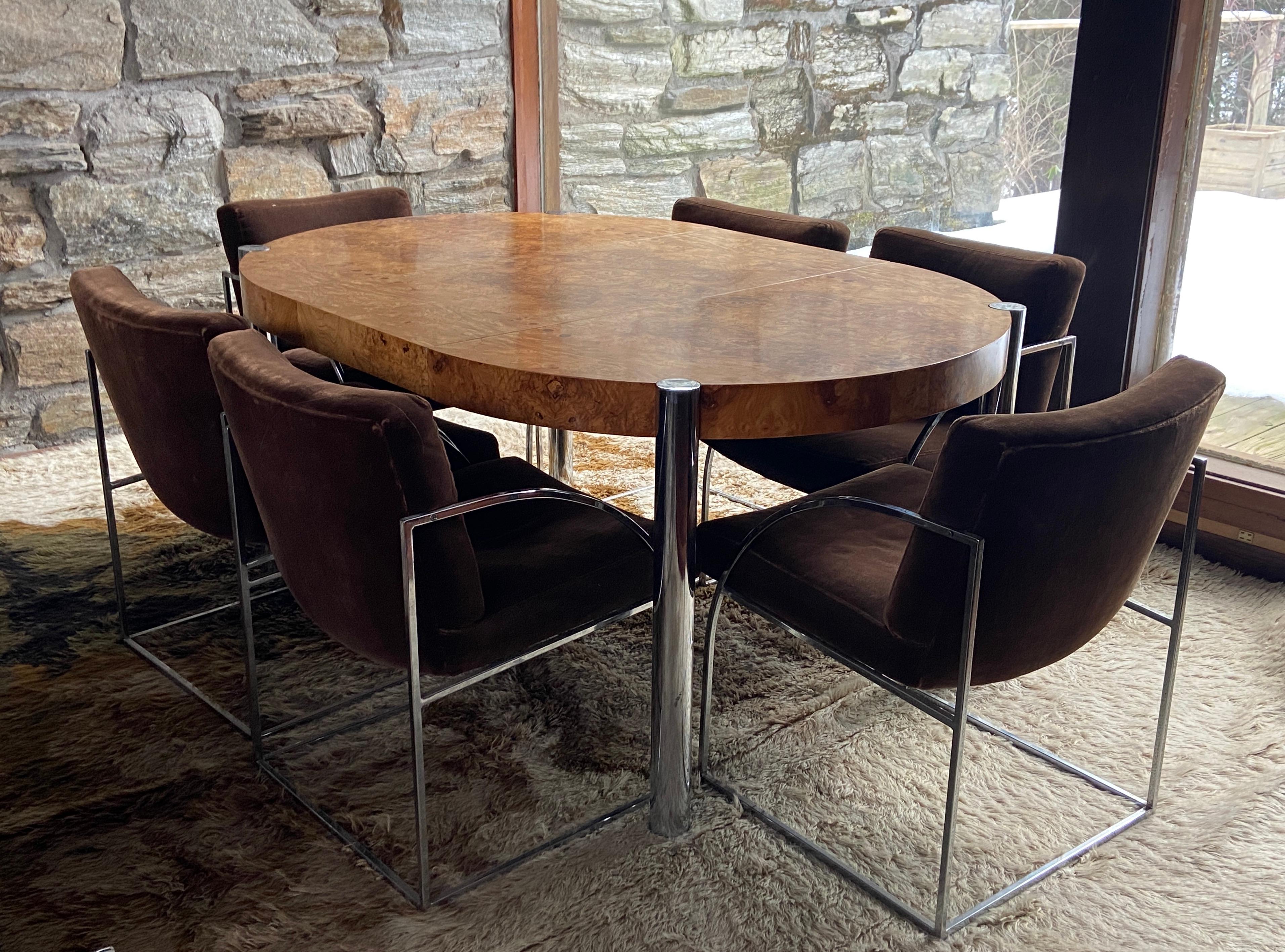 Set of six Milo Baughman for Thayer Coggin chrome dining chairs 1