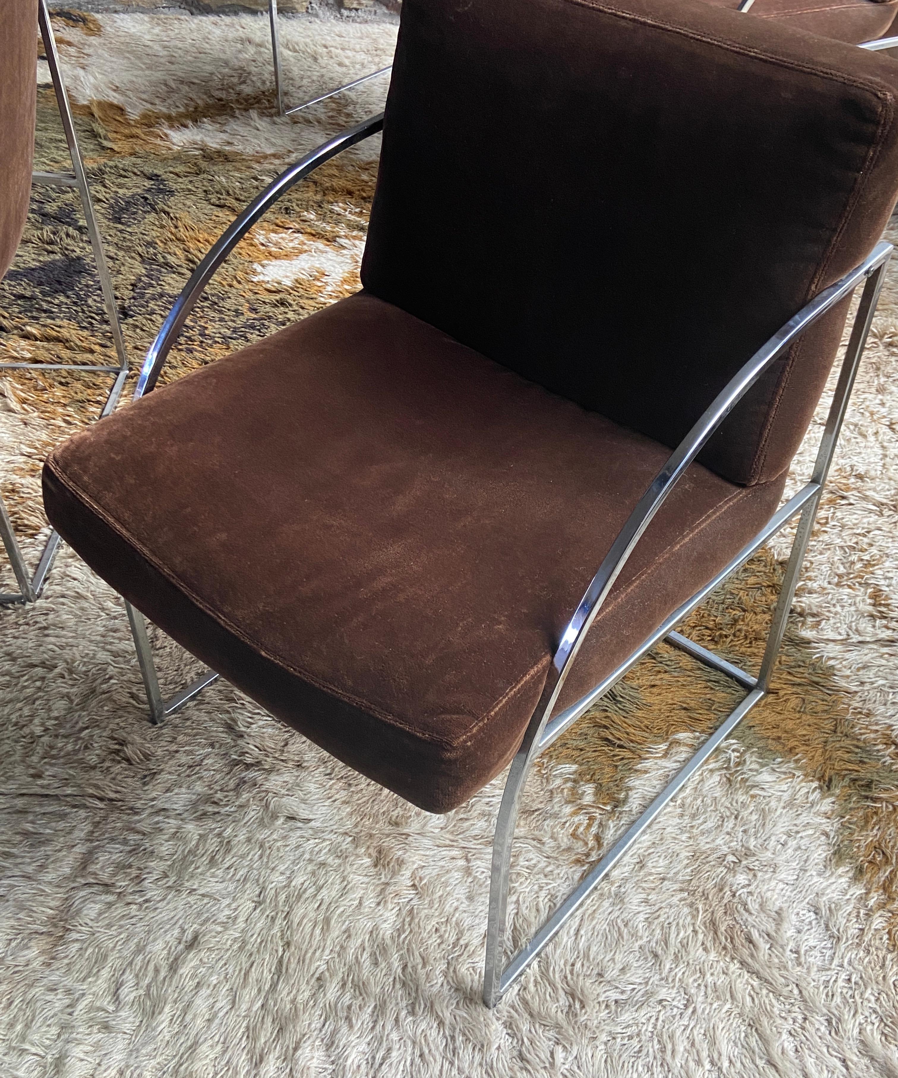 Art Deco Set of six Milo Baughman for Thayer Coggin chrome dining chairs