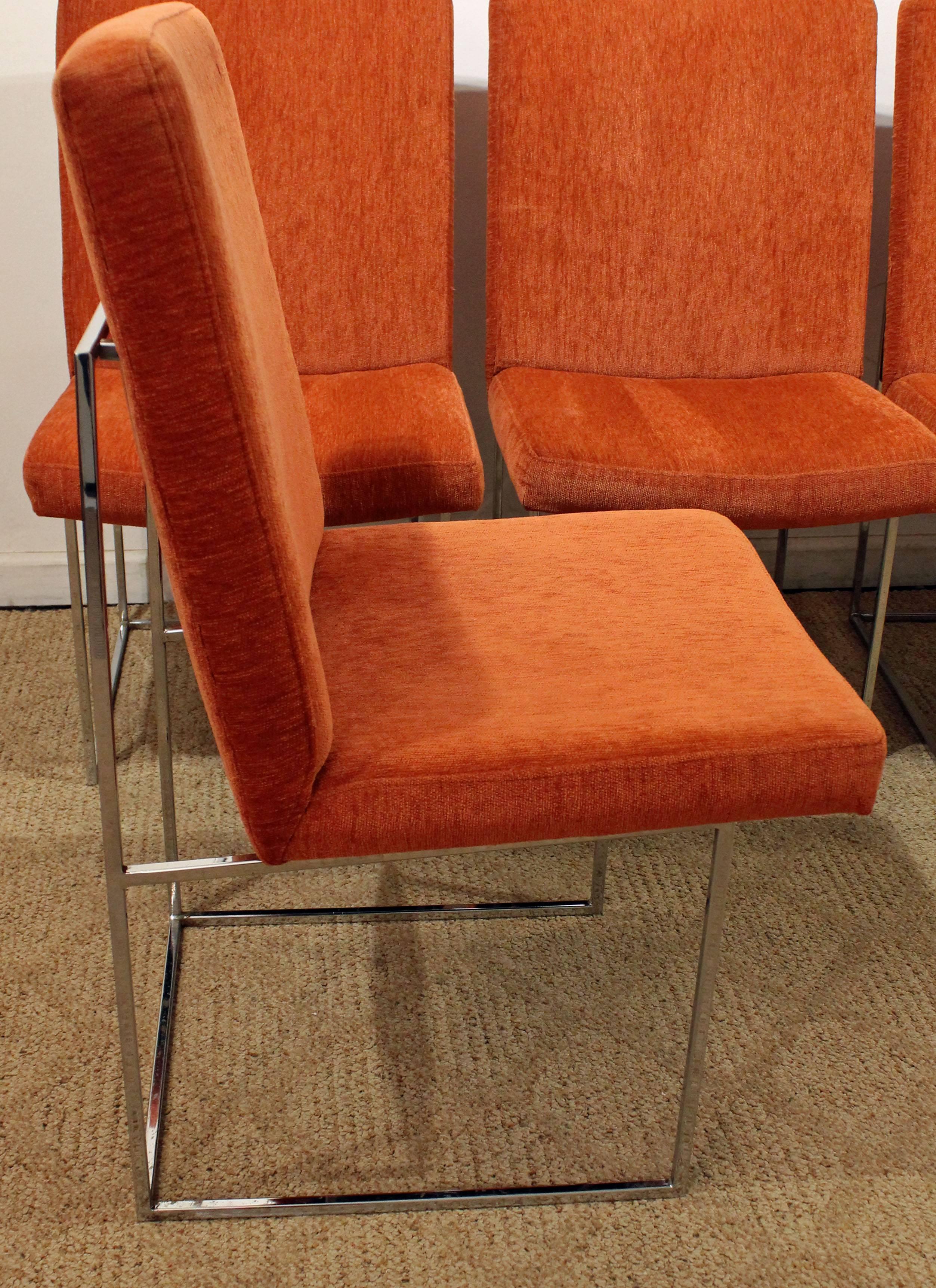 Mid-Century Modern Set of Six Milo Baughman for Thayer Coggin Chrome Dining Chairs